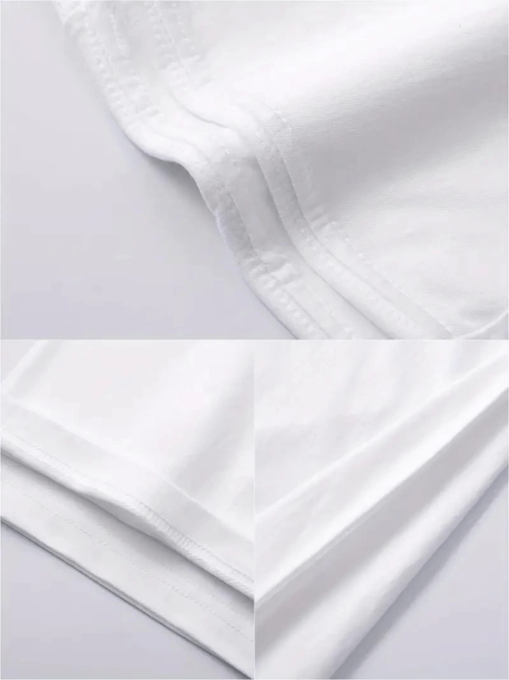 Baskılı Oversize Bisiklet Yaka T-shirt - Beyaz