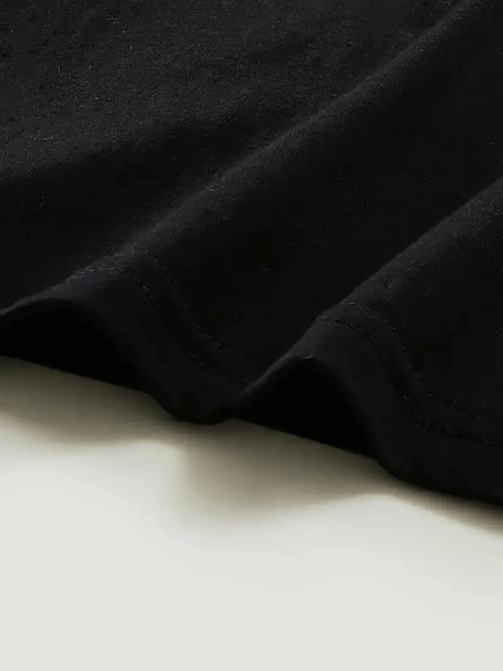 Baskılı Oversize Bisiklet Yaka T-shirt - Siyah