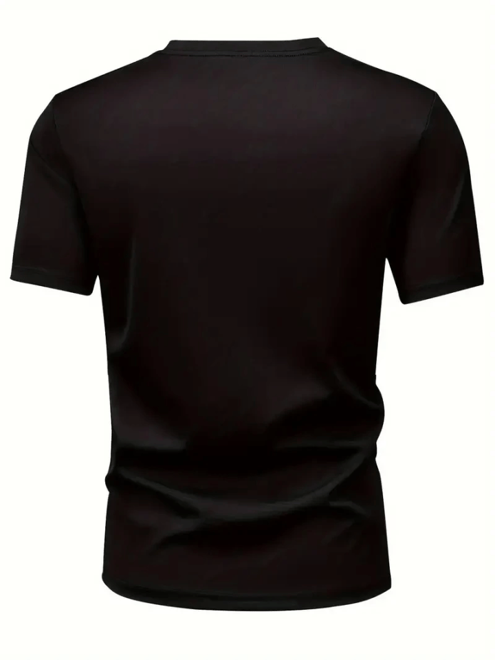 Baskılı Oversize Bisiklet Yaka T-shirt - Siyah