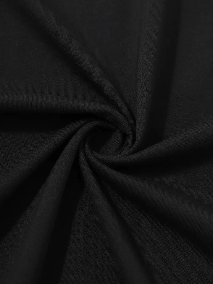 Baskılı Oversize Bisiklet Yaka T-shirt - Siyah