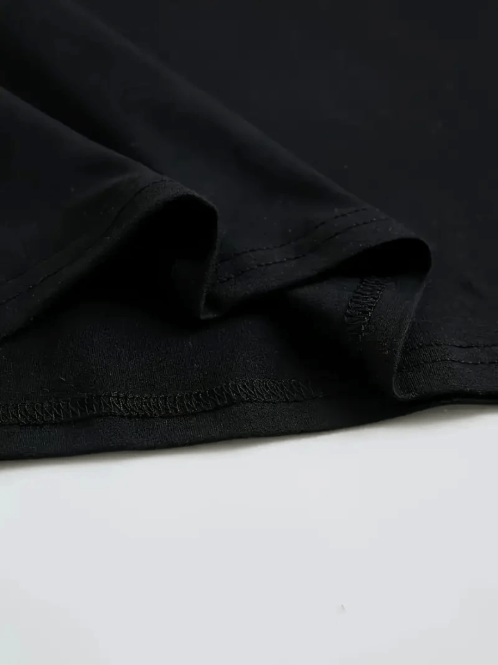 Baskılı Oversize Bisiklet Yaka T-shirt - Siyah