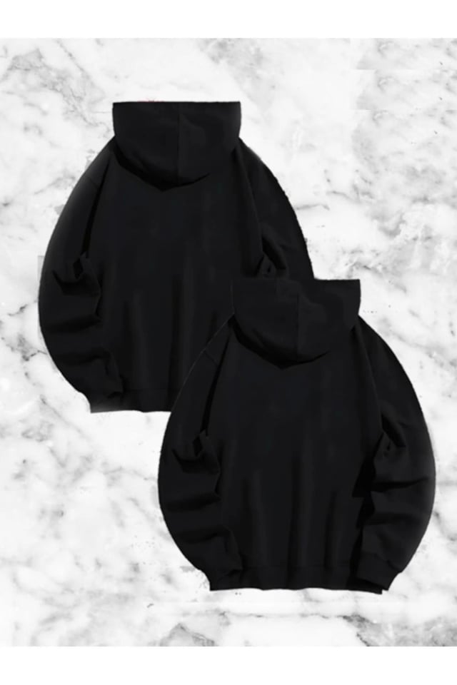 Örümcek Baskılı Sevgili Çift Kombini Kapüşonlu Sweatshirt - Hodie - Siyah