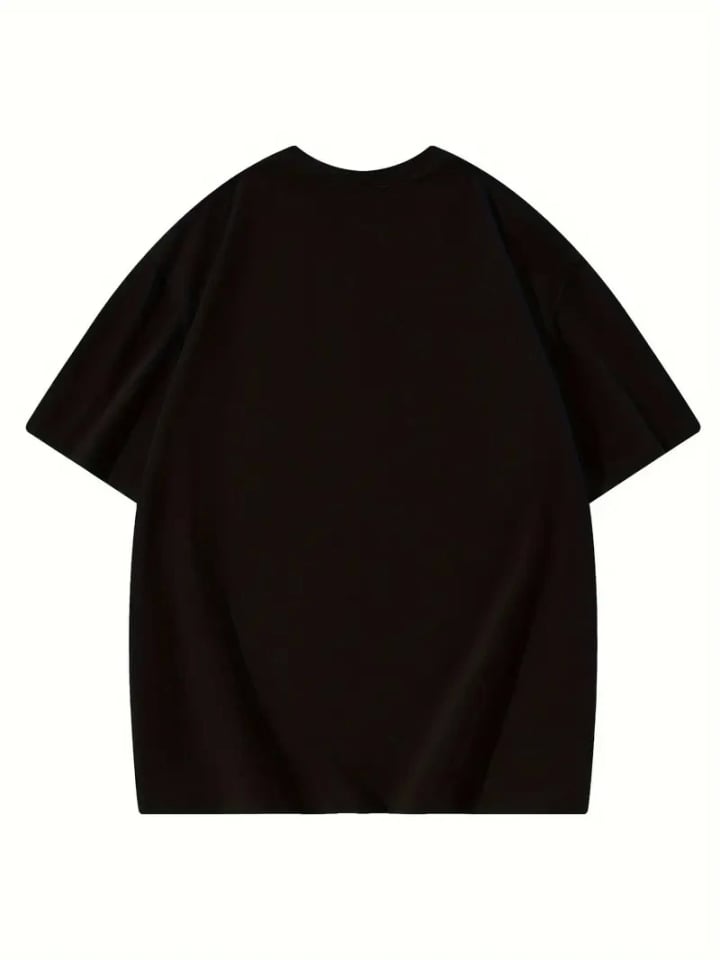 Thousand Baskılı Oversize Bisiklet Yaka T-shirt - Siyah