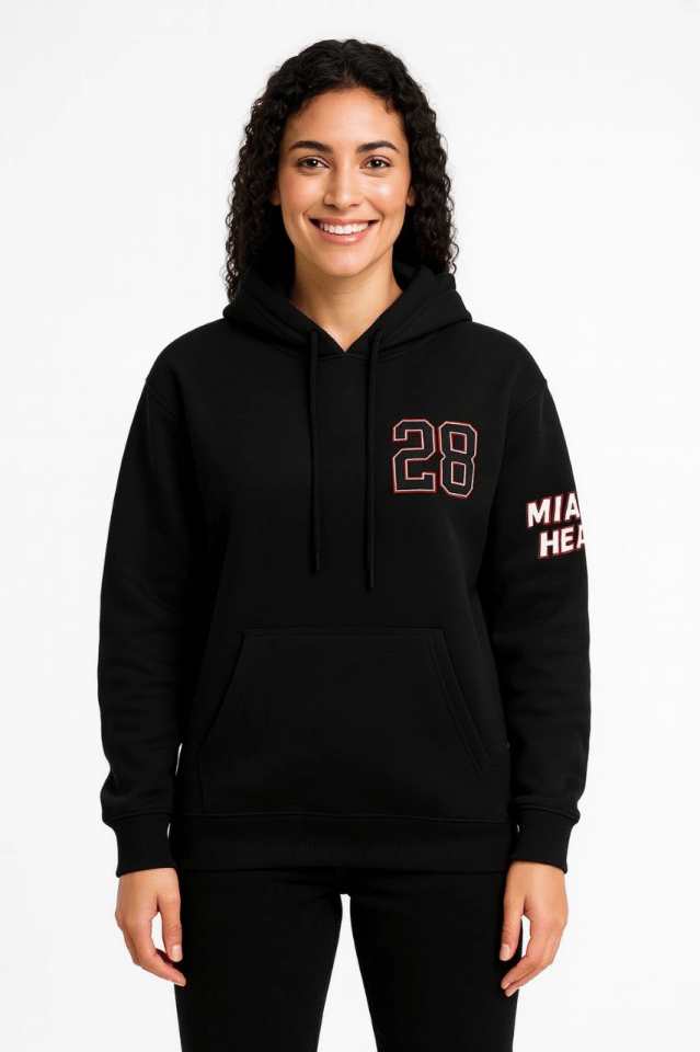 Üç İplik Kapüşonlu Ön Ve Arka Baskılı SweatShirt Hoodie - Siyah