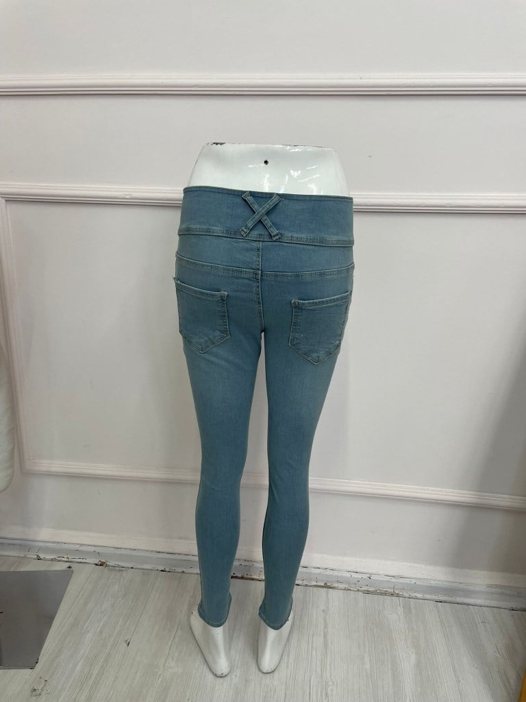Yüksek Bel Likralı Jean Pantolon 90 Cm