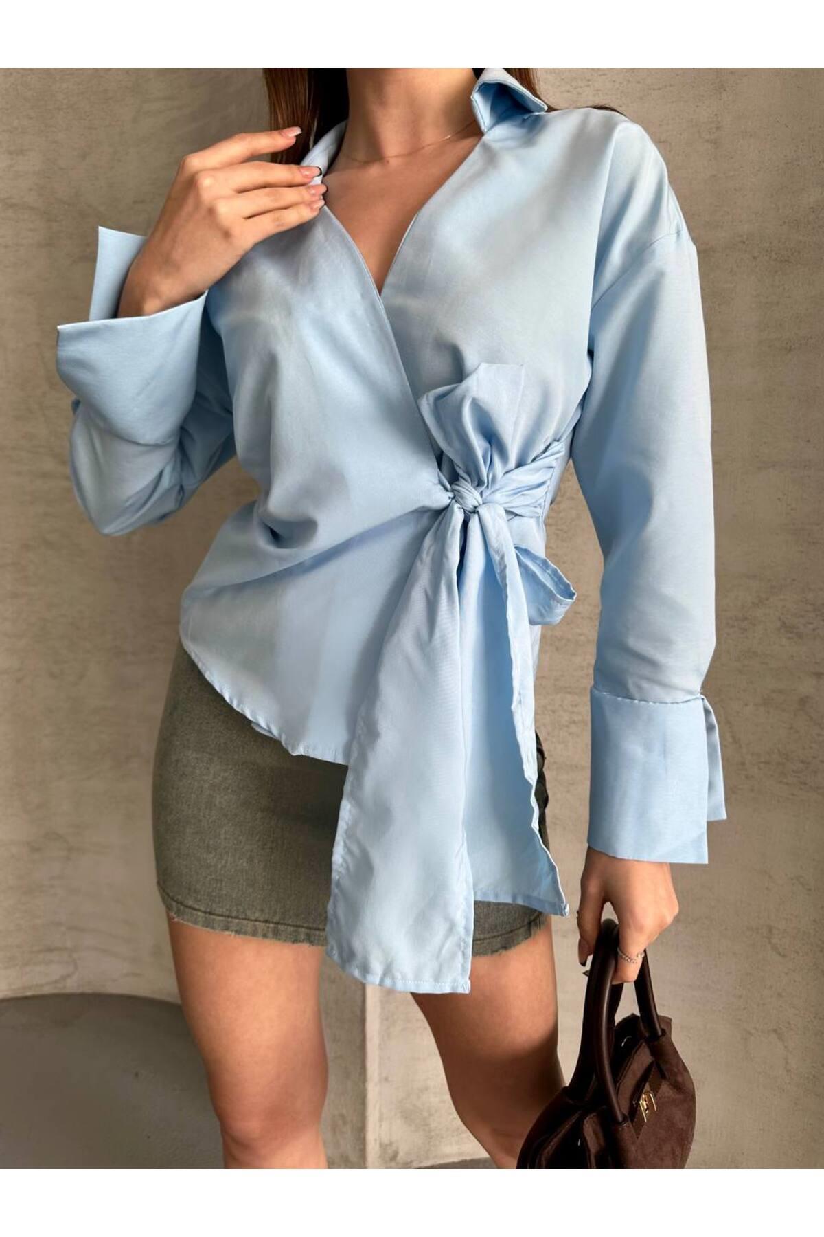 Kadın bağlama detaylı gömlek