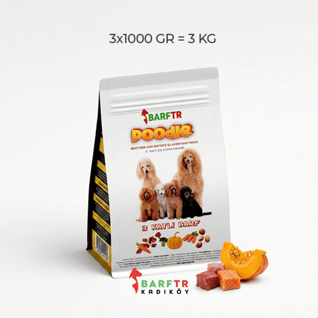 3 Katlı Barf Köpek Maması 3 Kg 1000 gr Tekli Ambalajlarda
