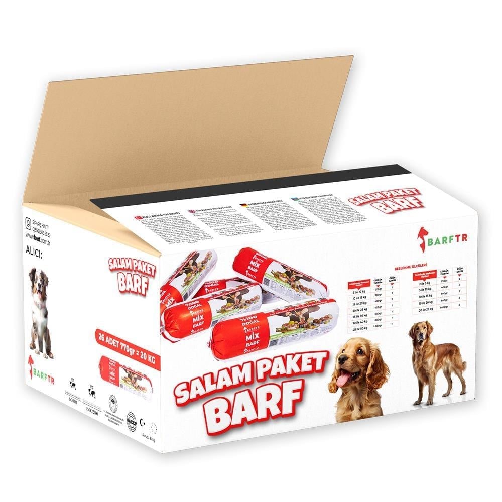 Mix Barf 20 kg 770 GR Salam Paket Tekli Ambalajlarda Köpek Maması