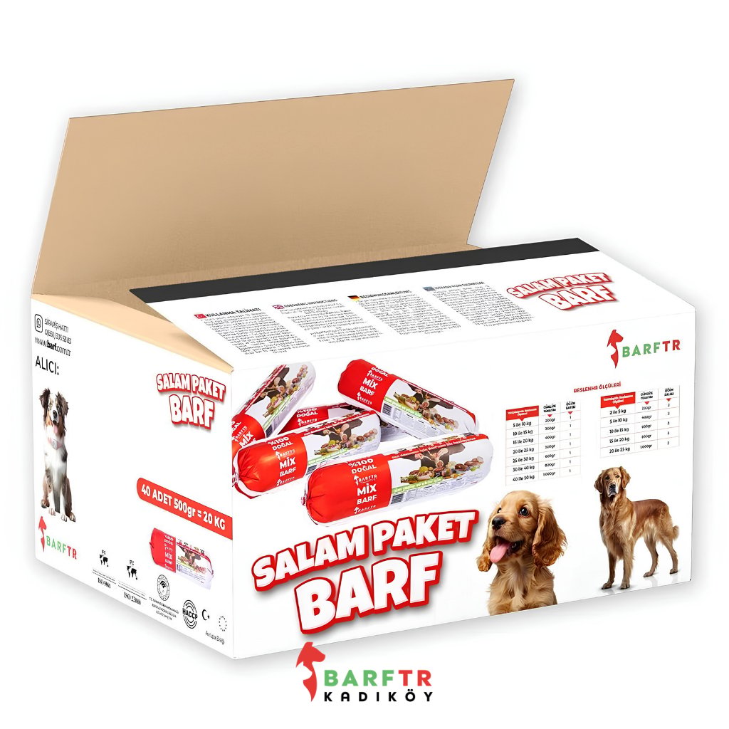 Mix Barf Köpek Maması 20 kg (1000 gramlık 20 adet salam paket, tekli ambalajlarda)