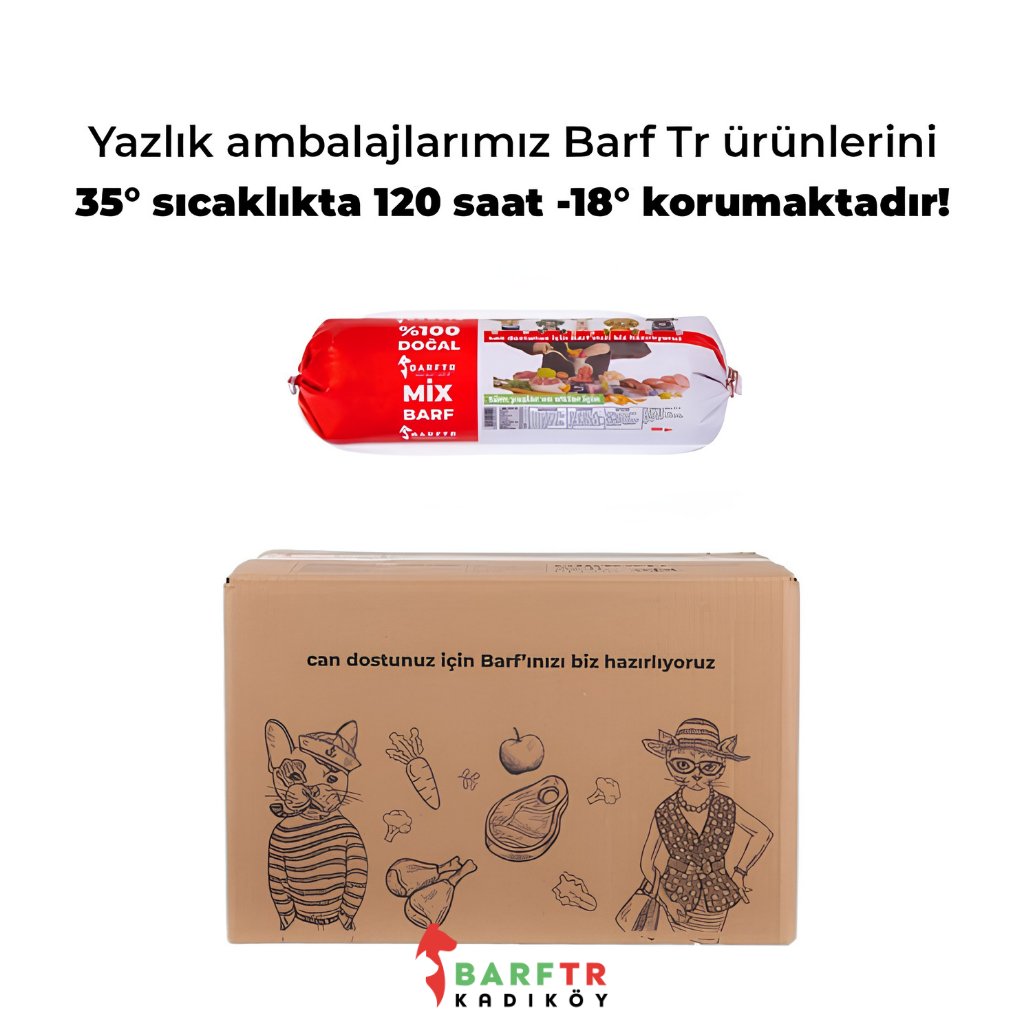 Mix Barf Köpek Maması 20 kg (500 gramlık 40 adet salam paket, tekli ambalajlarda)