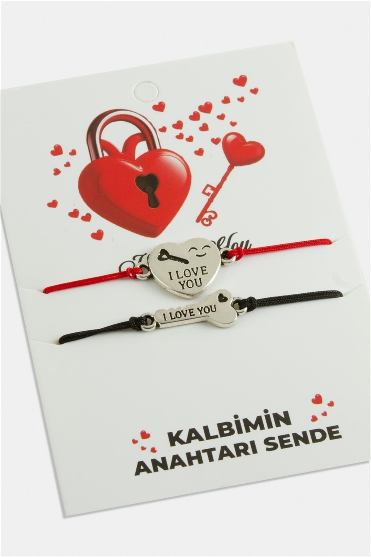 2 Adet Kalp Anahtar İp Bileklik
