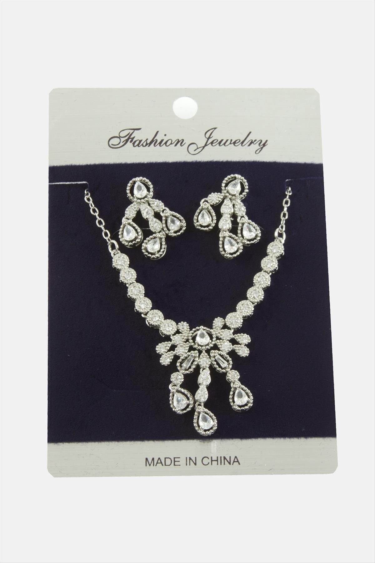 Damla Zirkon Taşlı Set Kolye