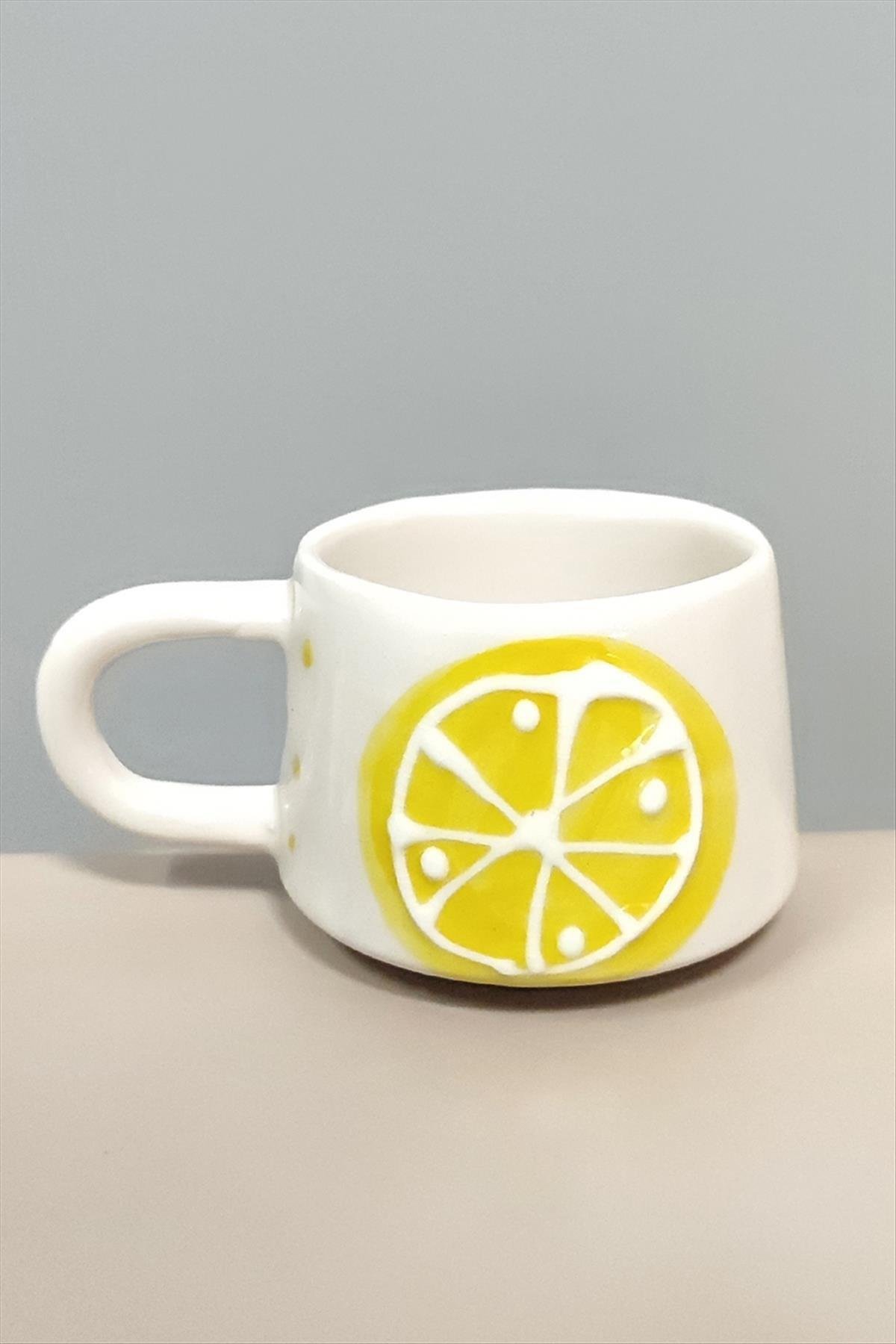 Limon Desenli Seramik Kupa