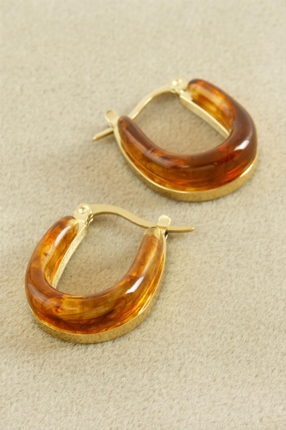Oval Lüks Çelik Küpe
