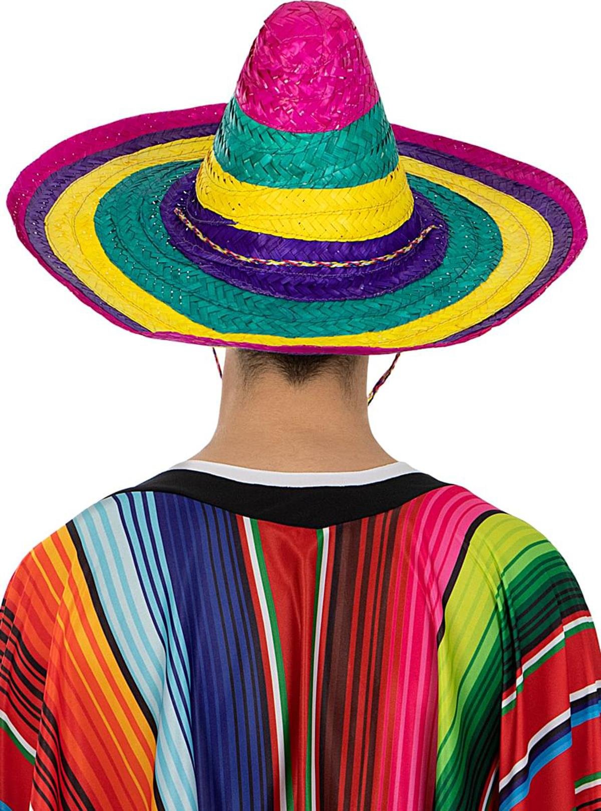 Sombrero Meksika Şapkası Renkli Örme Hasır Yetişkin Boy