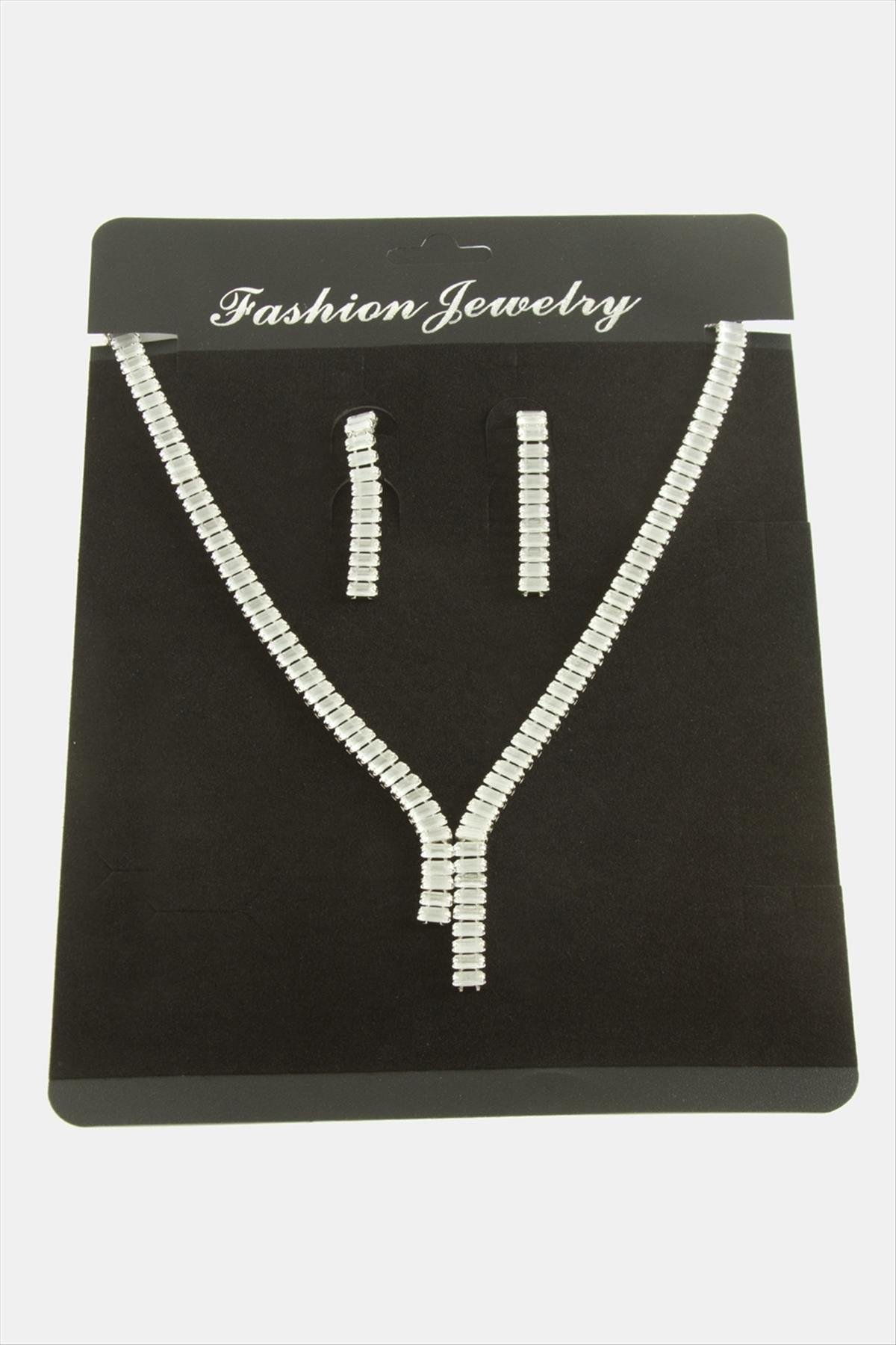 Tamtur Baget Zirkon Taşlı Lüks Set Kolye 7 mm