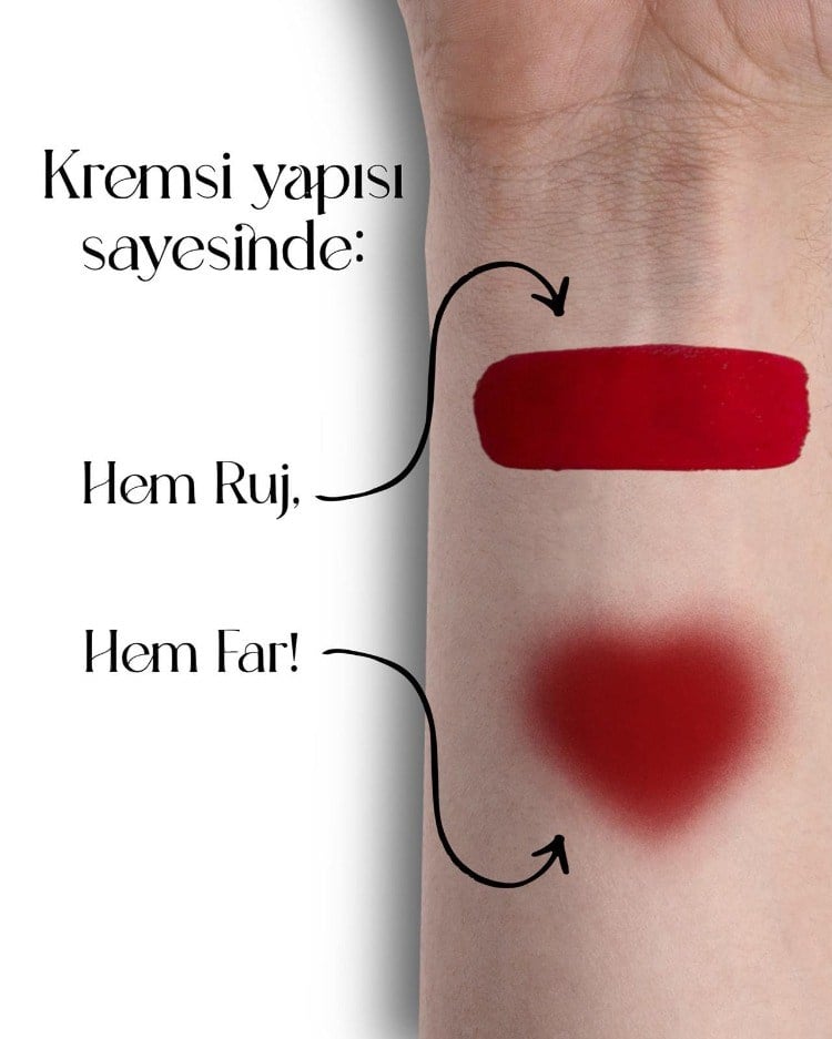 RubyDuo Kırmızı Mat Likit Ruj & Far 6ml