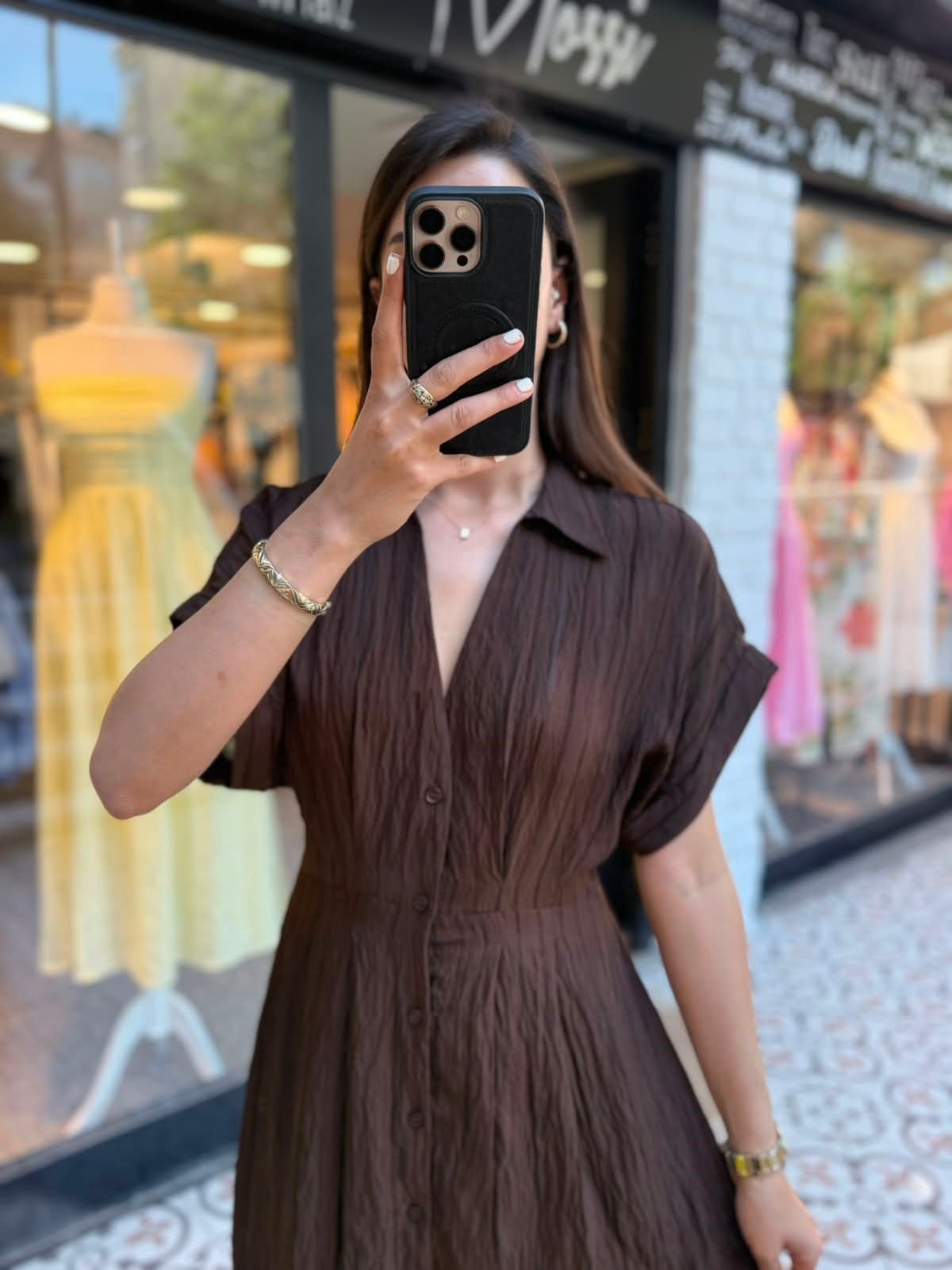 kahve alt etek astarlı elbise 