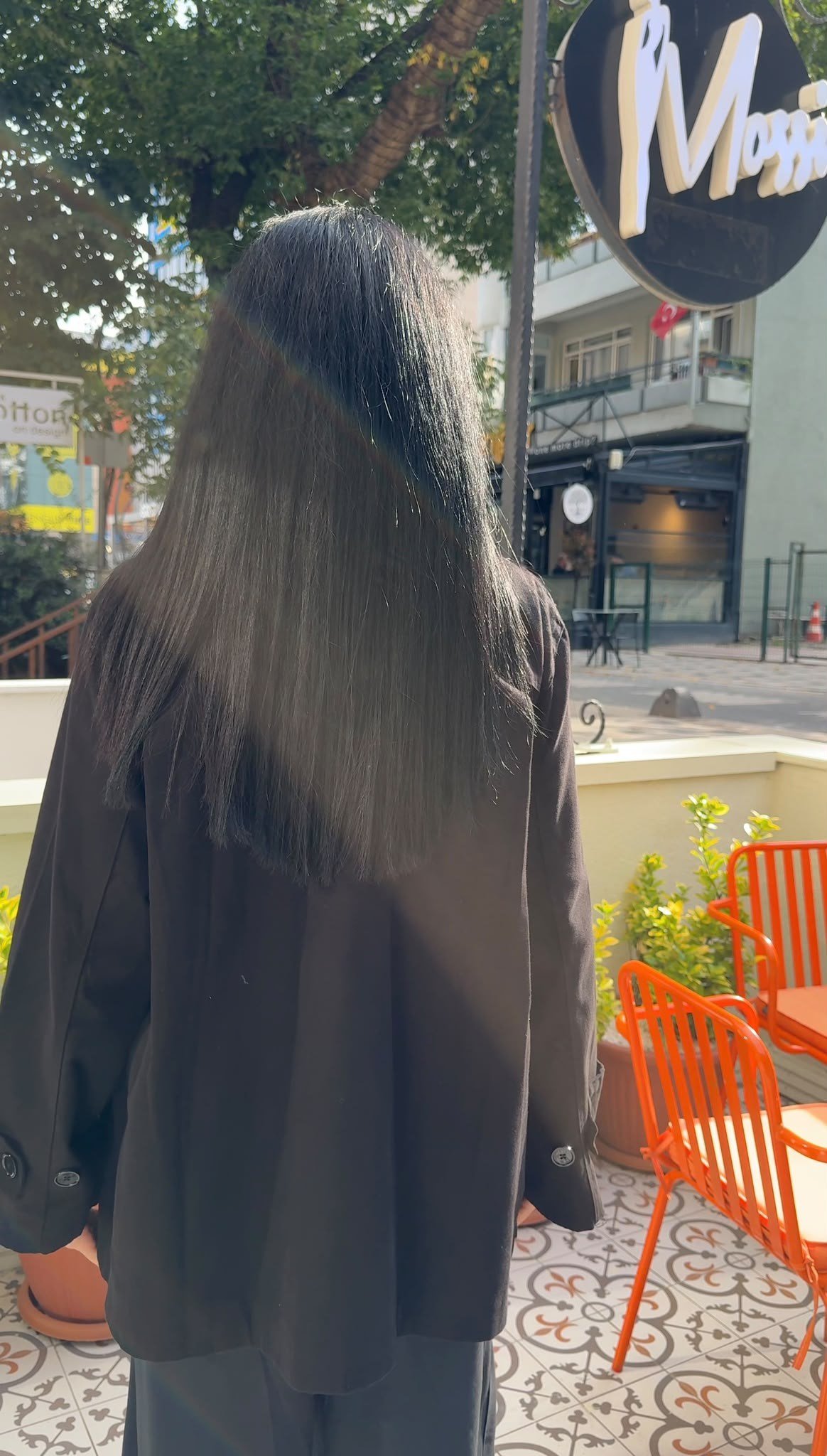 Siyah Dik Yaka Oversize Kısa Trenç