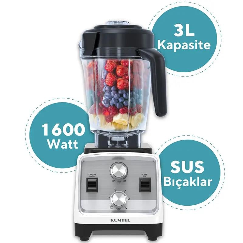 Kumtel HCTB-01 Profesyonel Buz Kırıcılı Bar Blender, 3 Lt, 1600 W