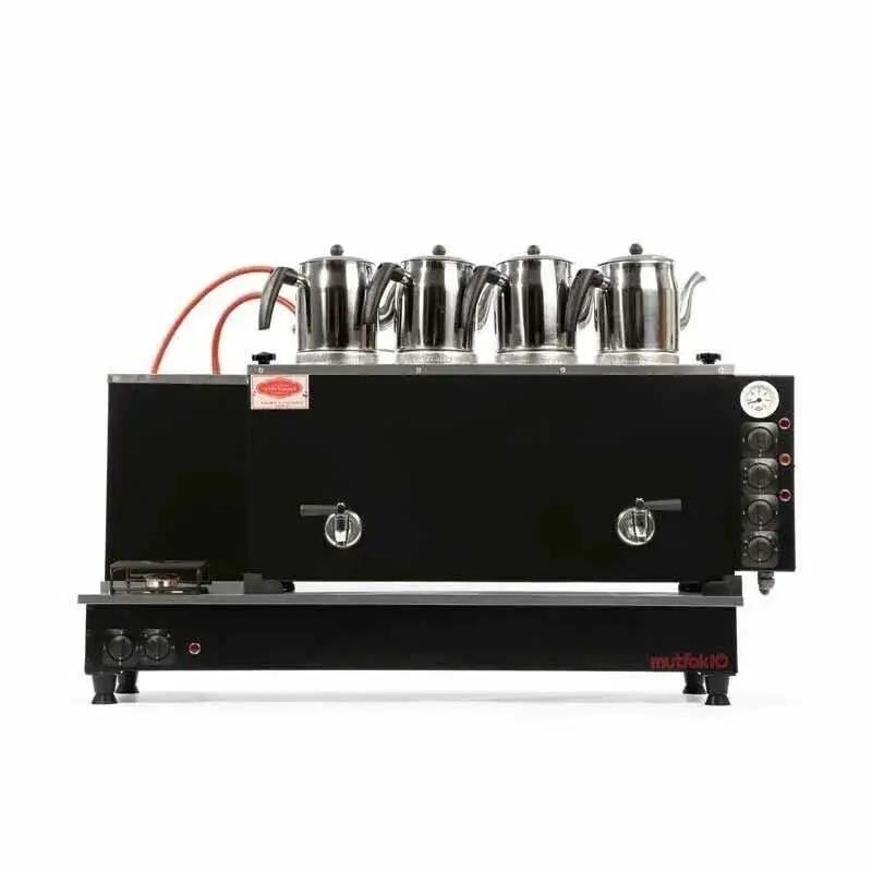 Tiryaki 4 Demlikli Mat Siyah Çay Kazanı Elektrik+Gaz