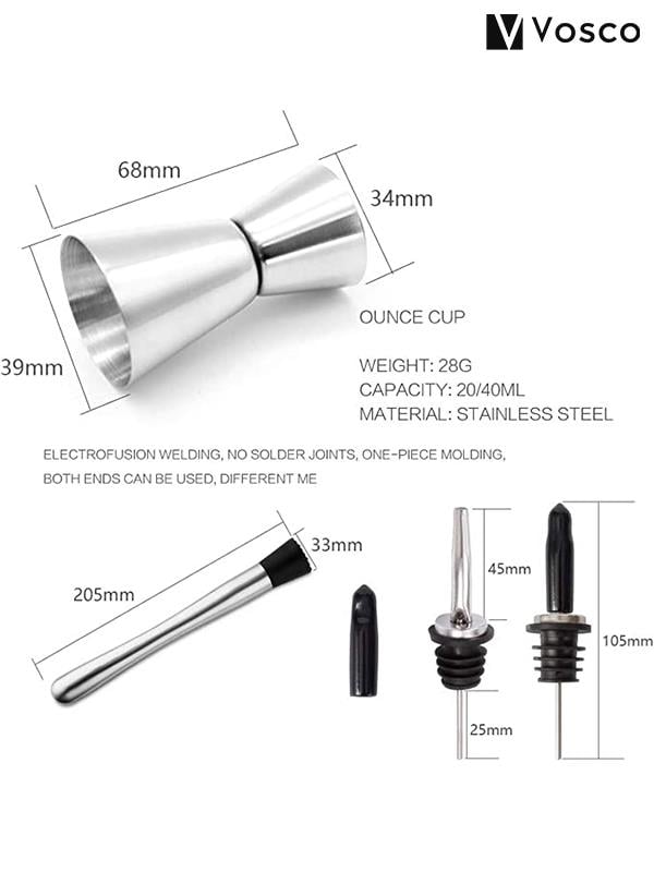 Vosco VSC-K7 7 Parça Bar Kokteyl Seti, 750 ml