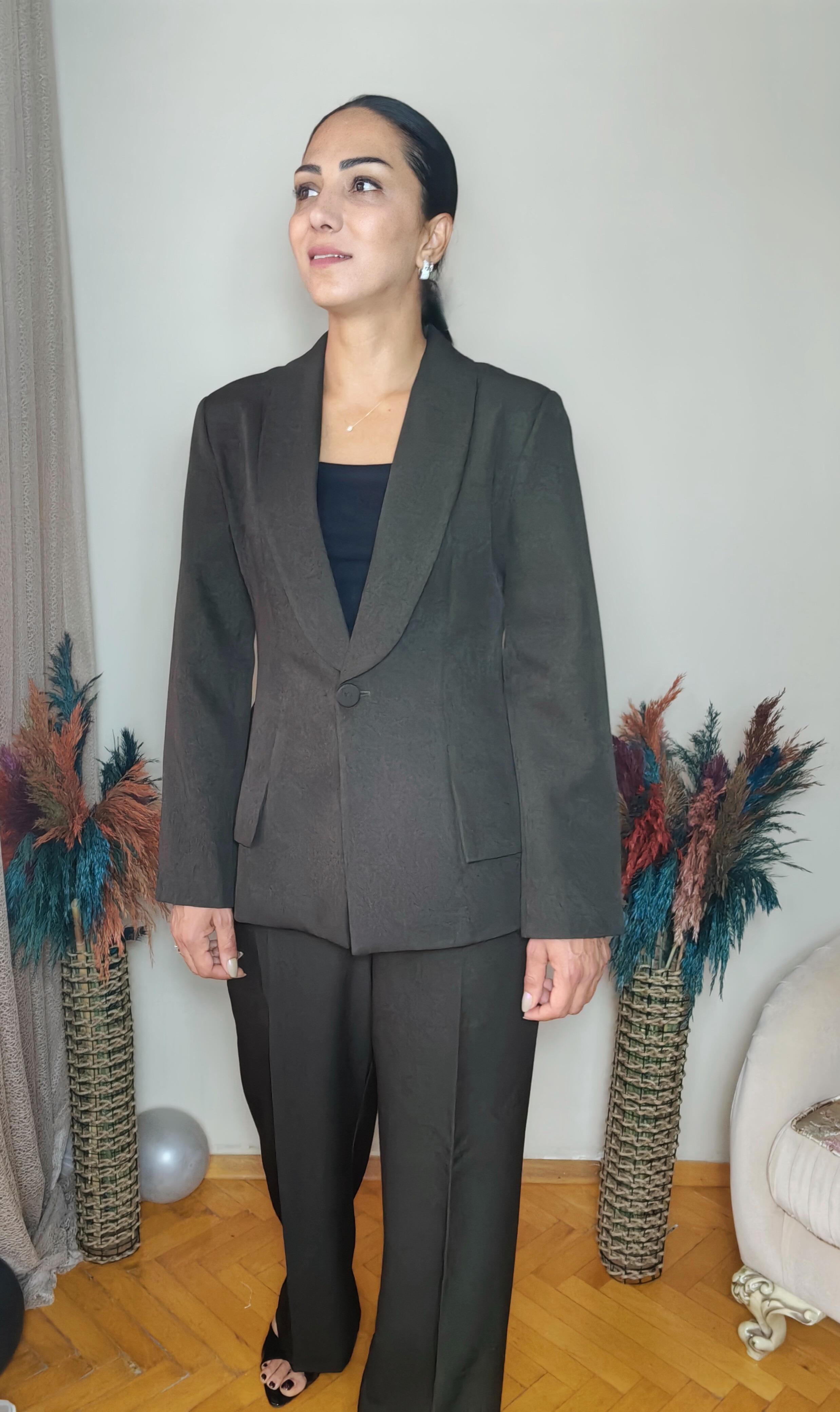 Hayal Belden Oturmalı Haki Blazer Takım