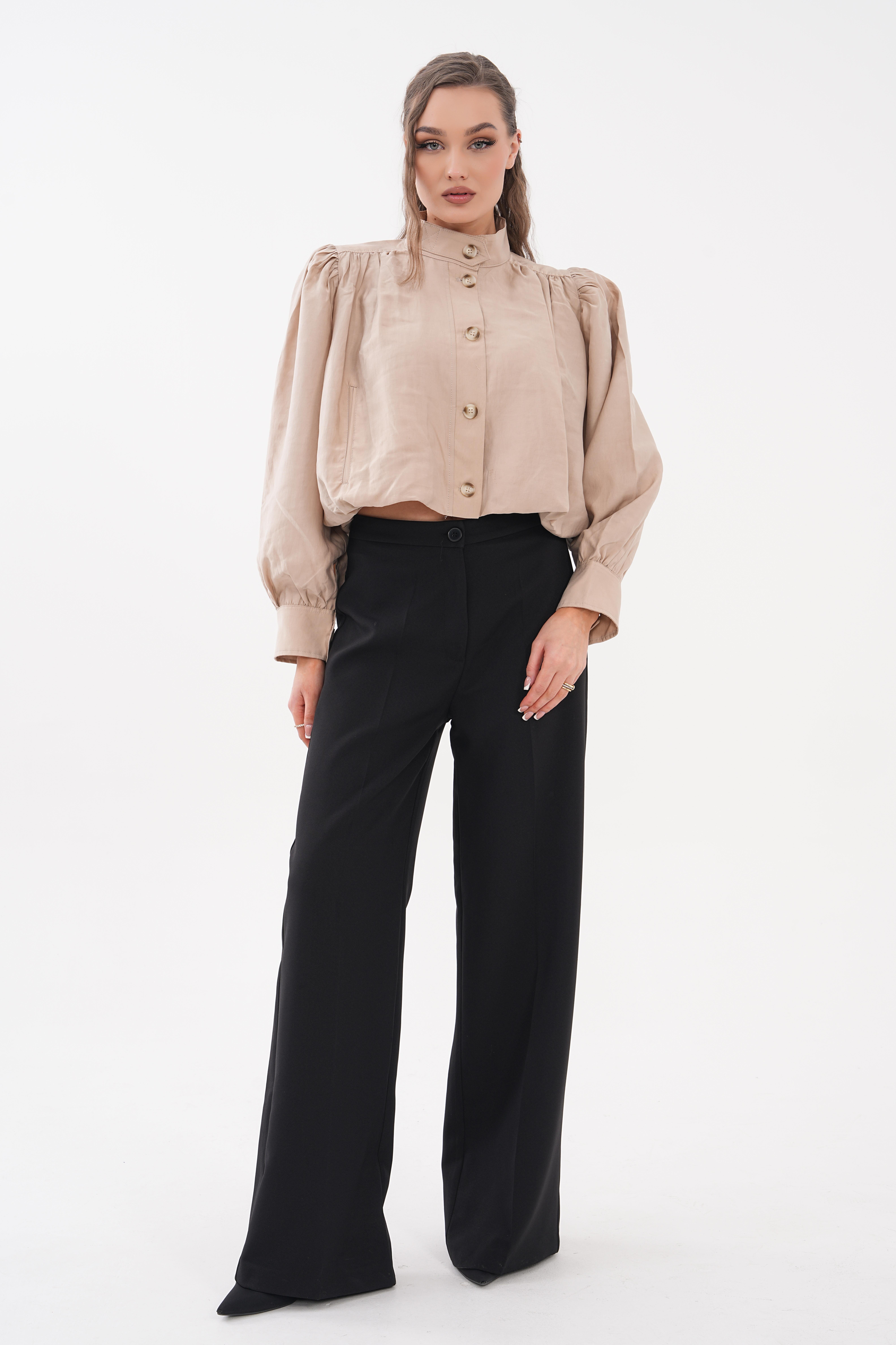 Balon Crop Ceket - Bej