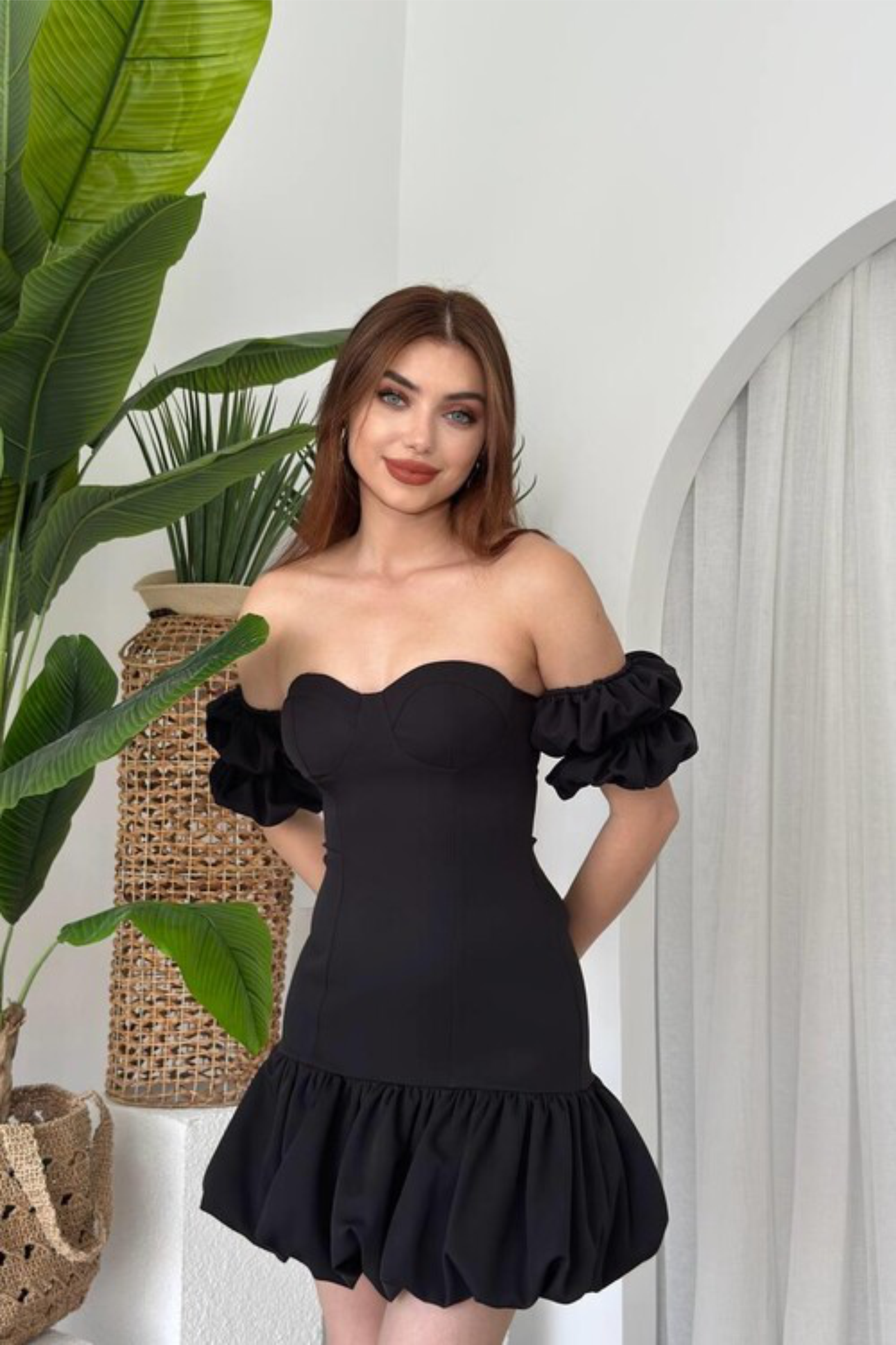 Straplez Balon Etek Elbise