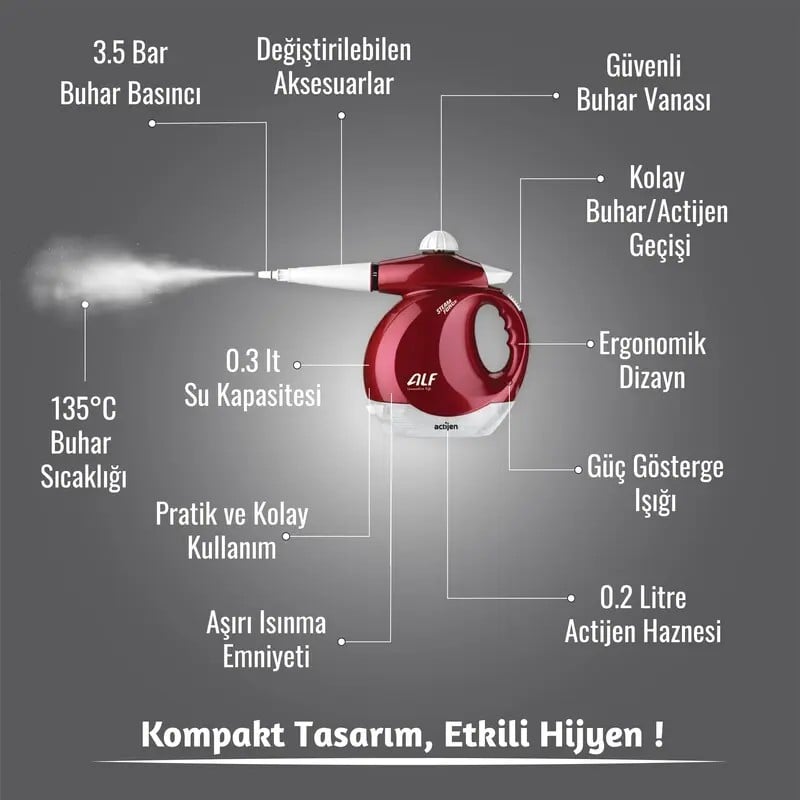 ALF Handy BT-121 Steam Force Buhar Basınçlı Pratik Temizleyici