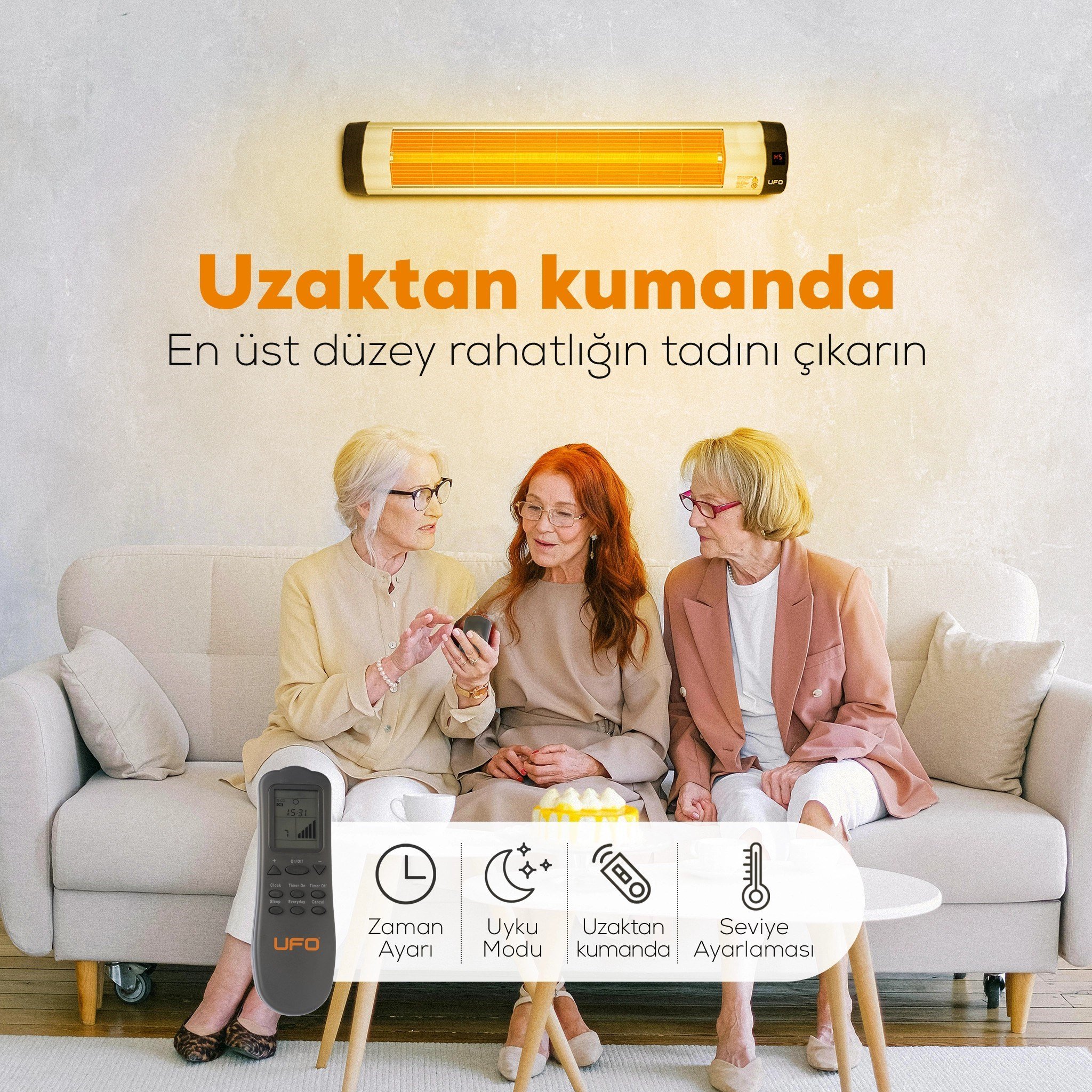 UFO Star 3000 W Duvar Tipi Isıtıcı - Uzaktan Kumandalı