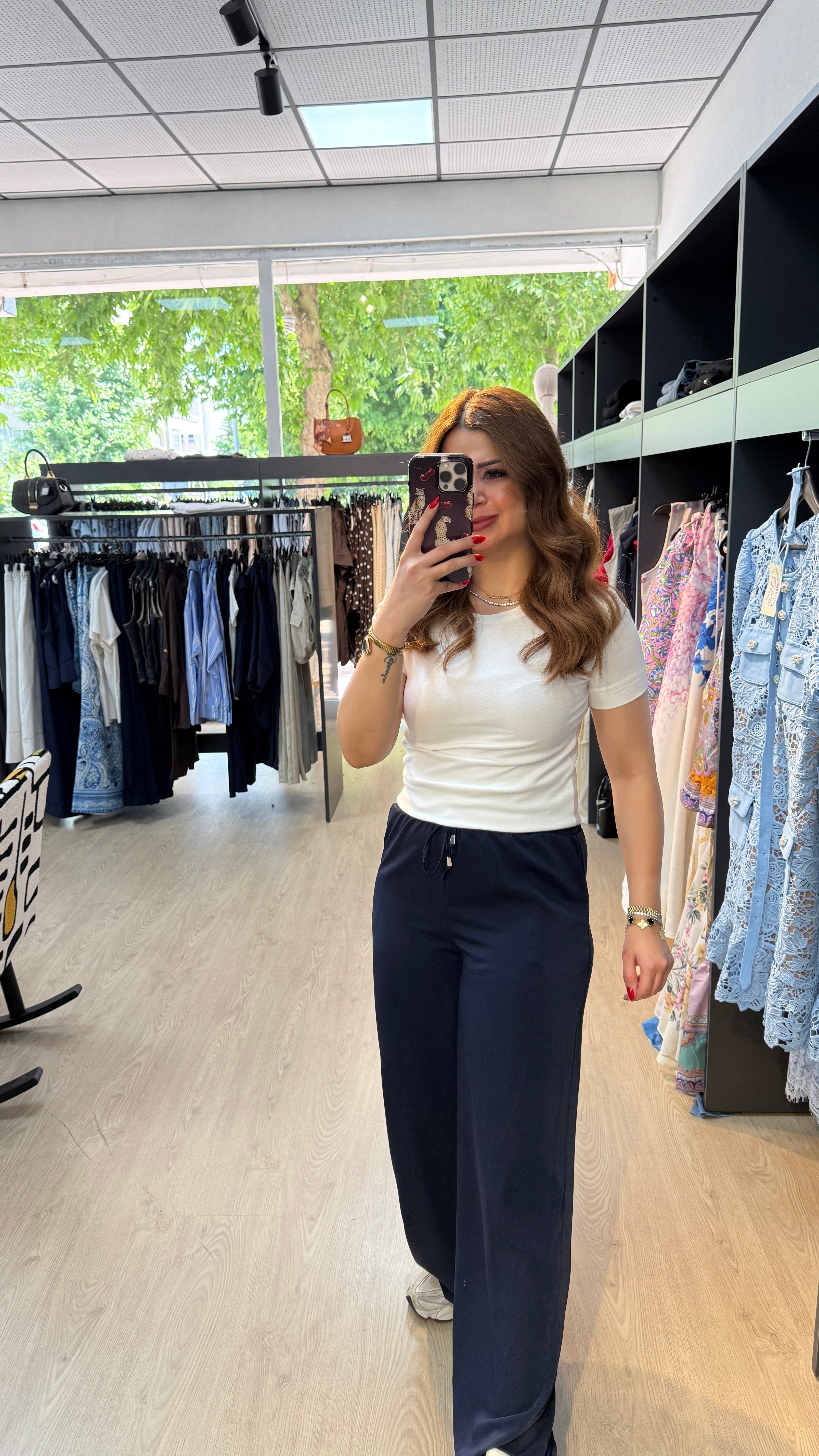 Belden Lastikli Saten Pantolon