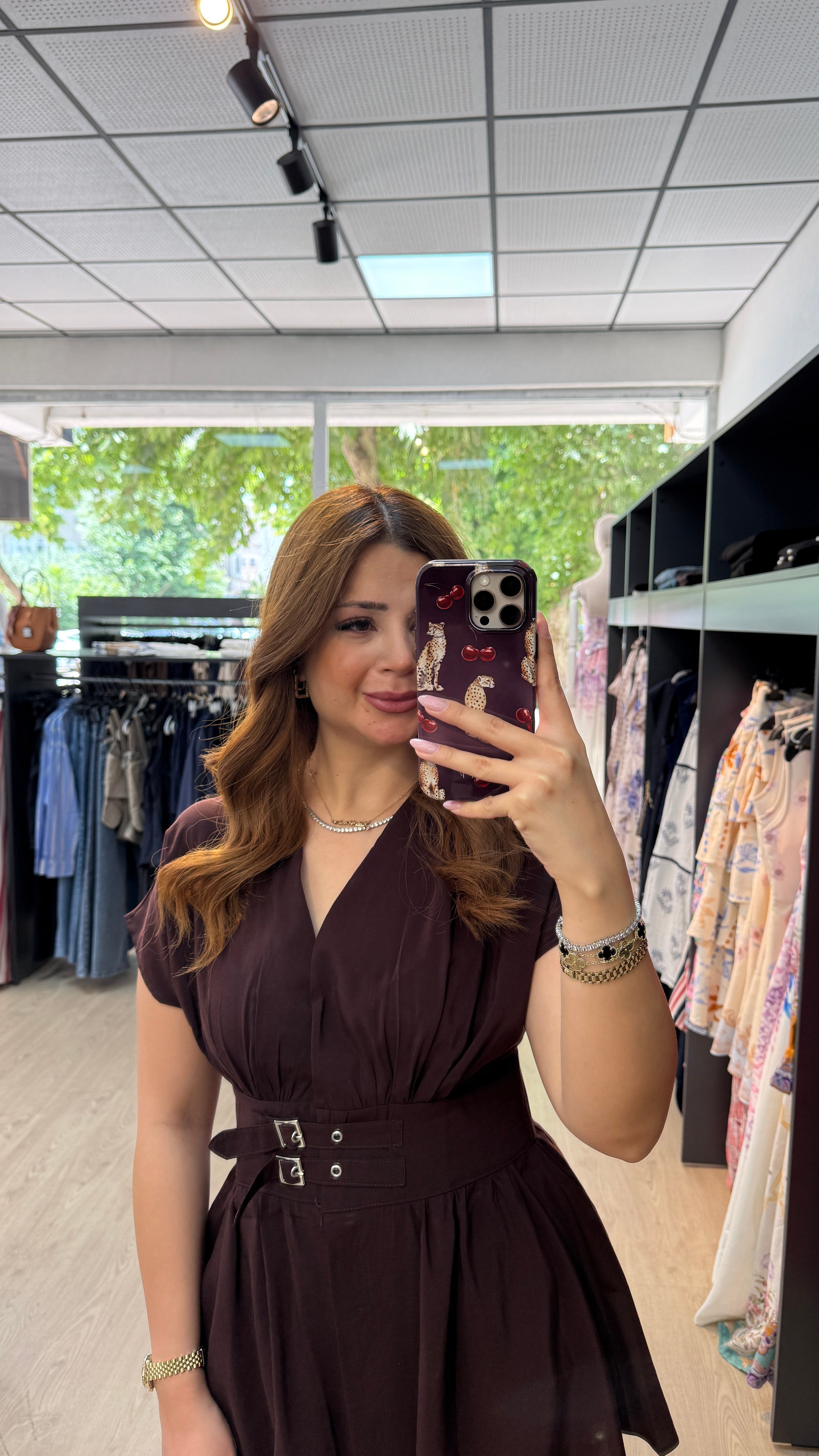 Beli Kendinden Kemerli Kahverengi Takım