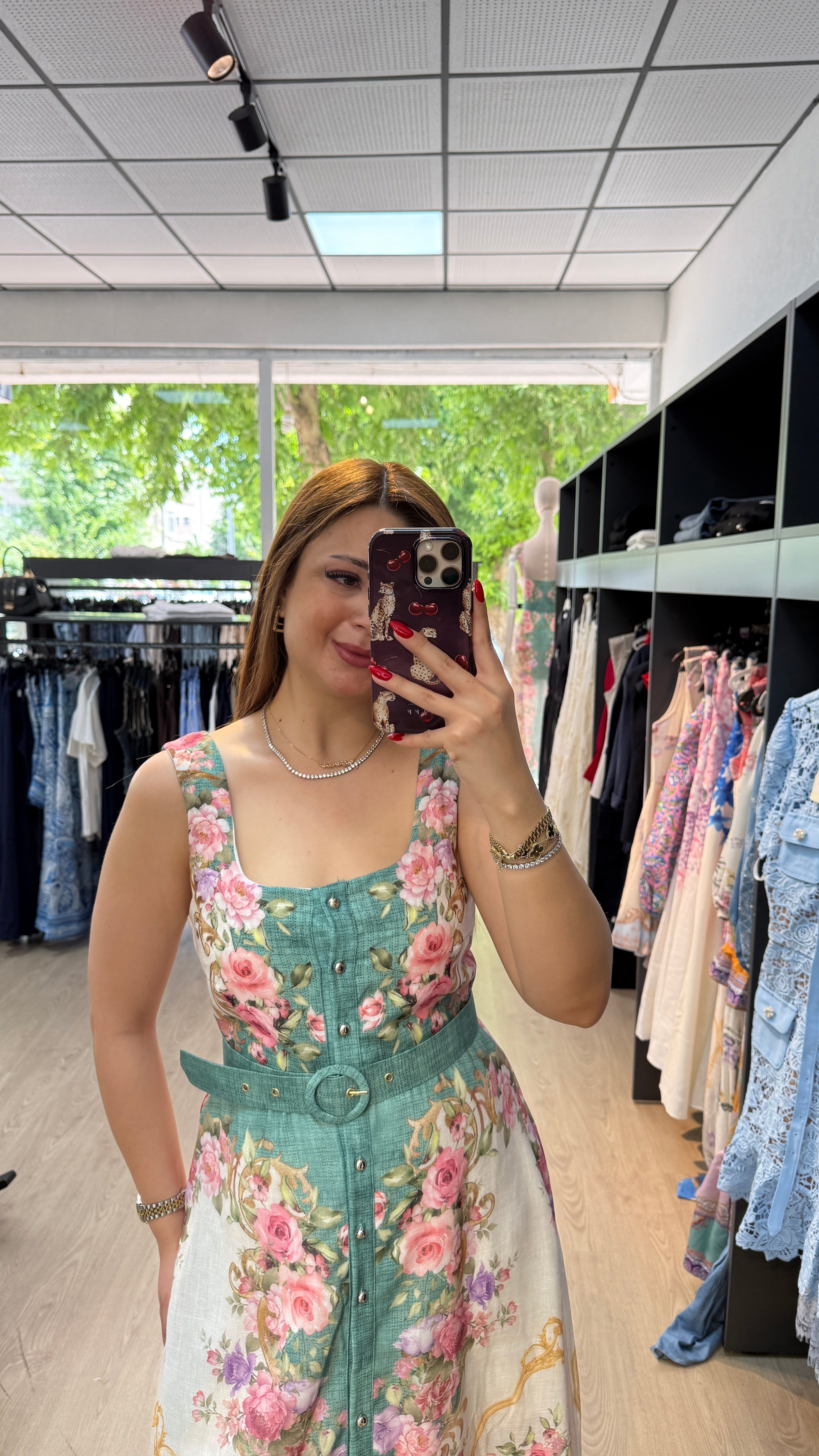 Çiçek Desenli Maxi Boy Elbise