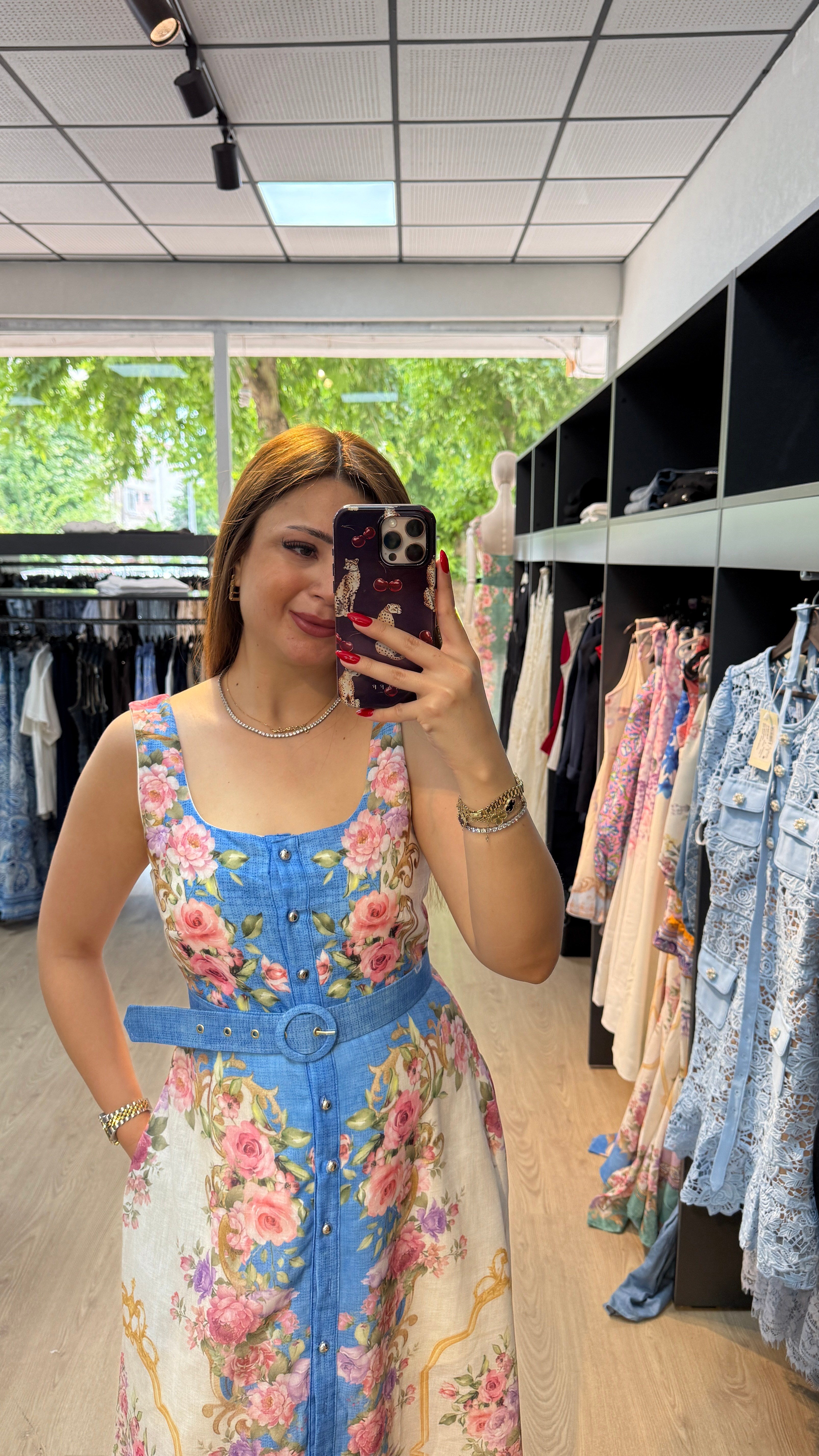 Çiçek Desenli Maxi Boy Elbise