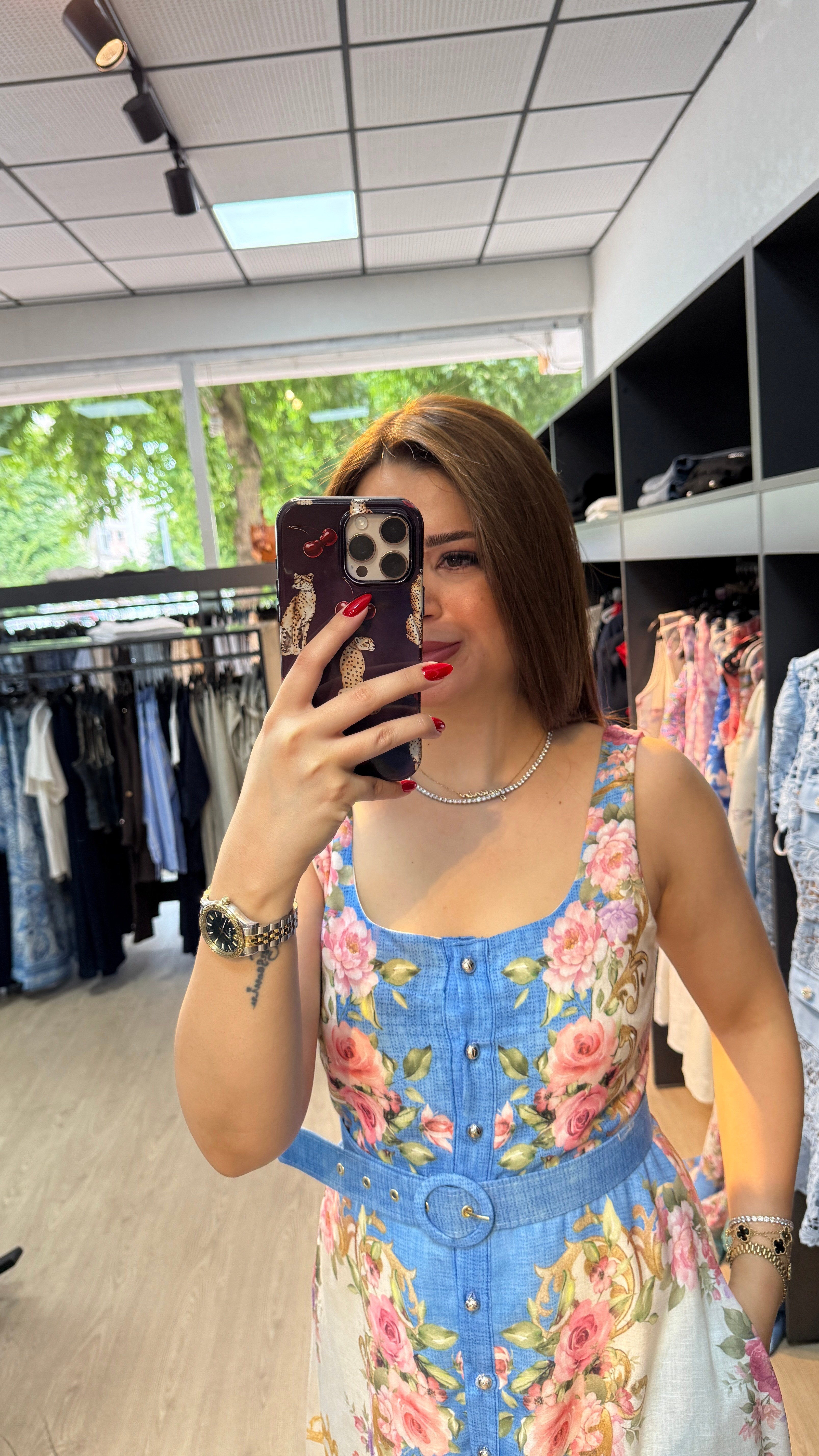 Çiçek Desenli Maxi Boy Elbise