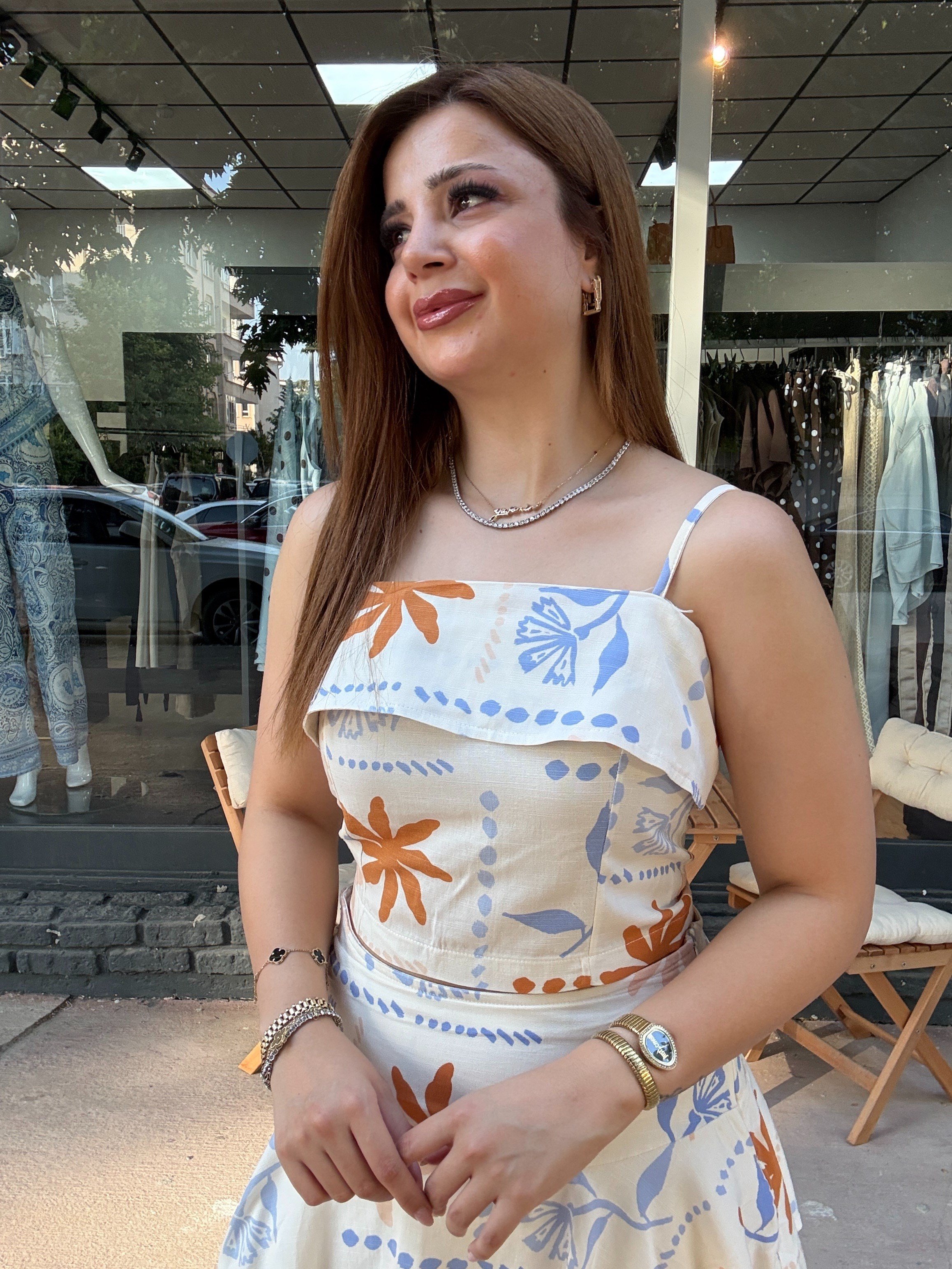 Deniz Yıldızı Desenli Etekli Takım