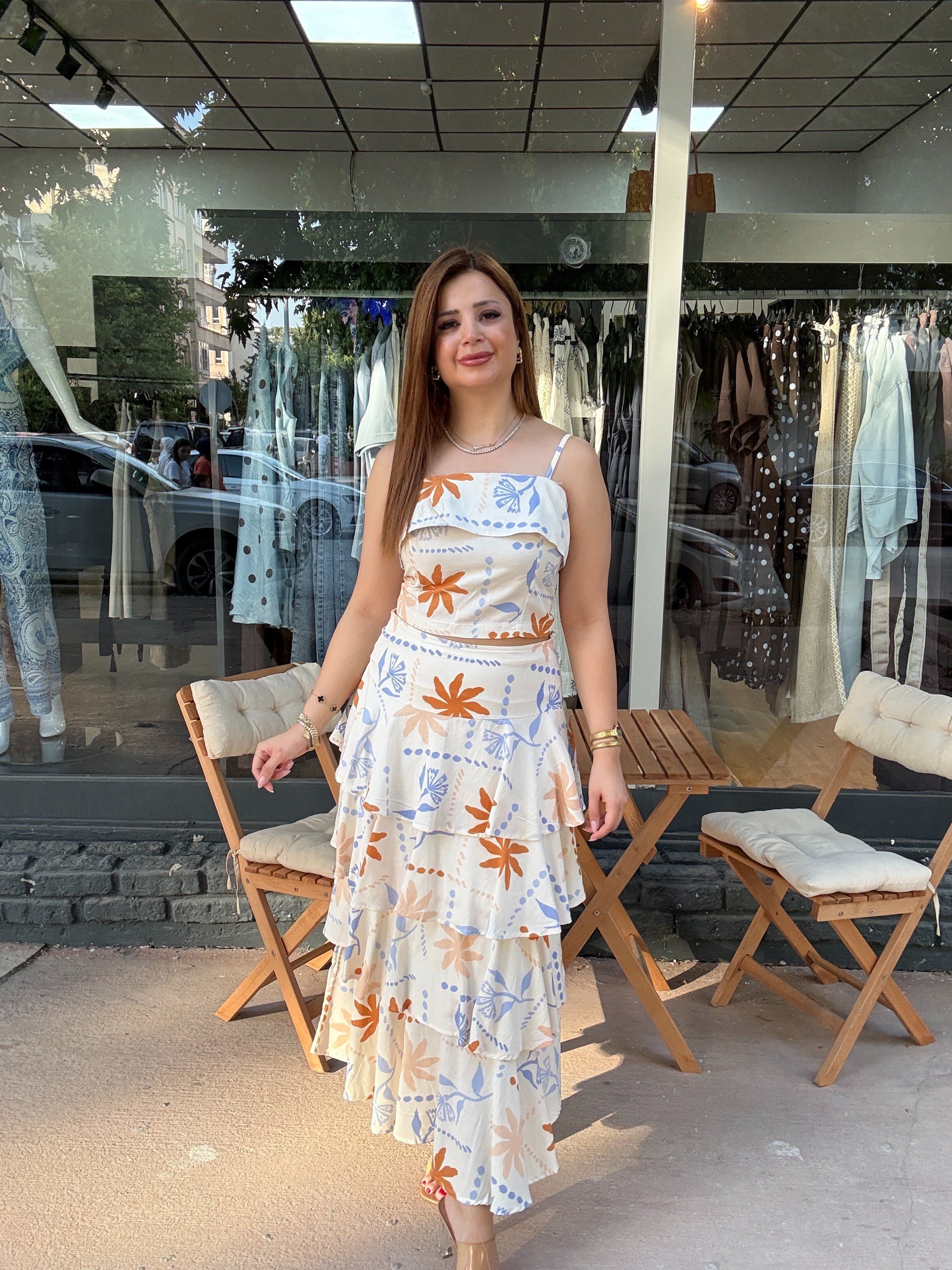 Deniz Yıldızı Desenli Etekli Takım
