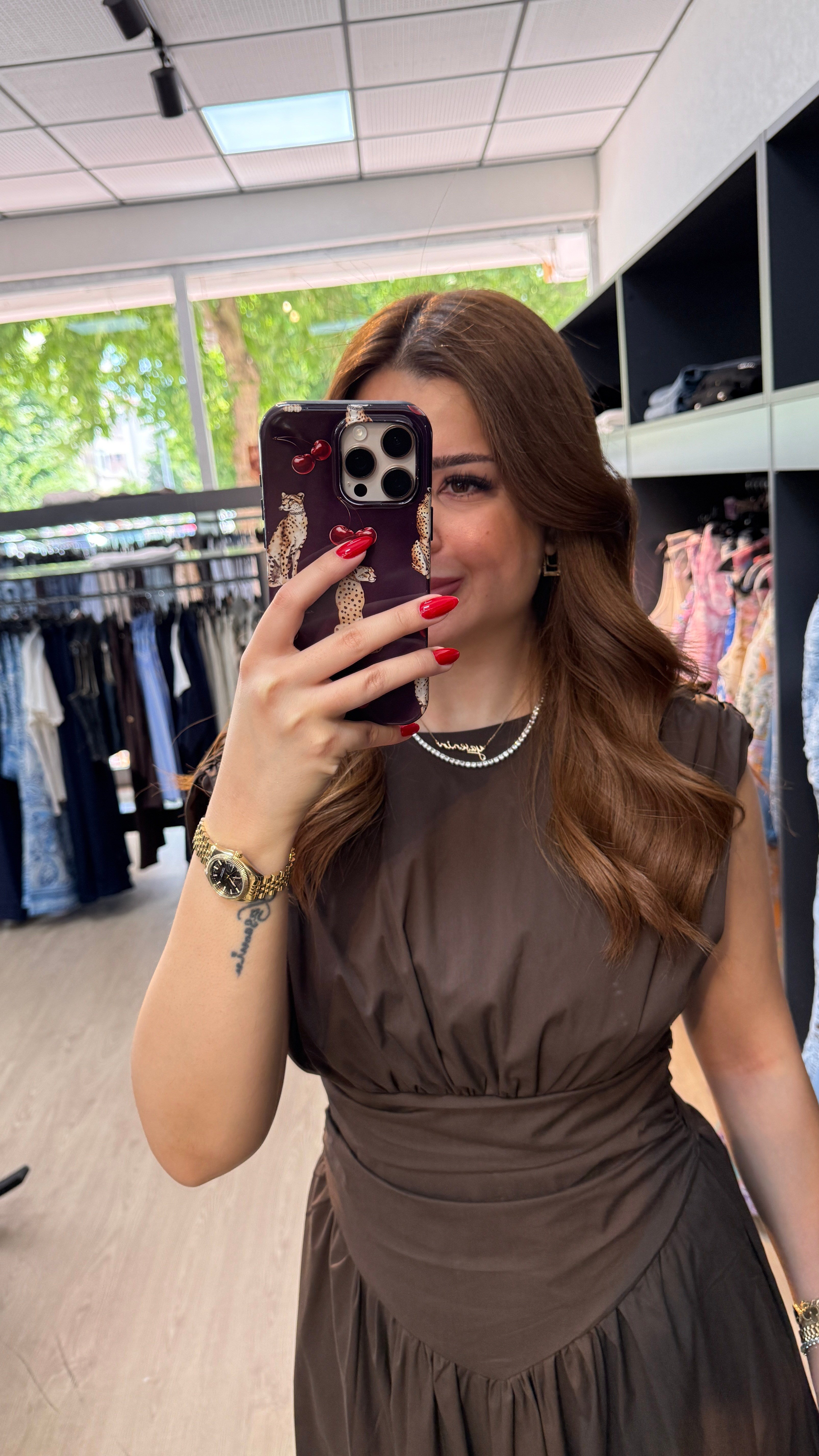 Drape Detaylı Sıfır Kol Elbise