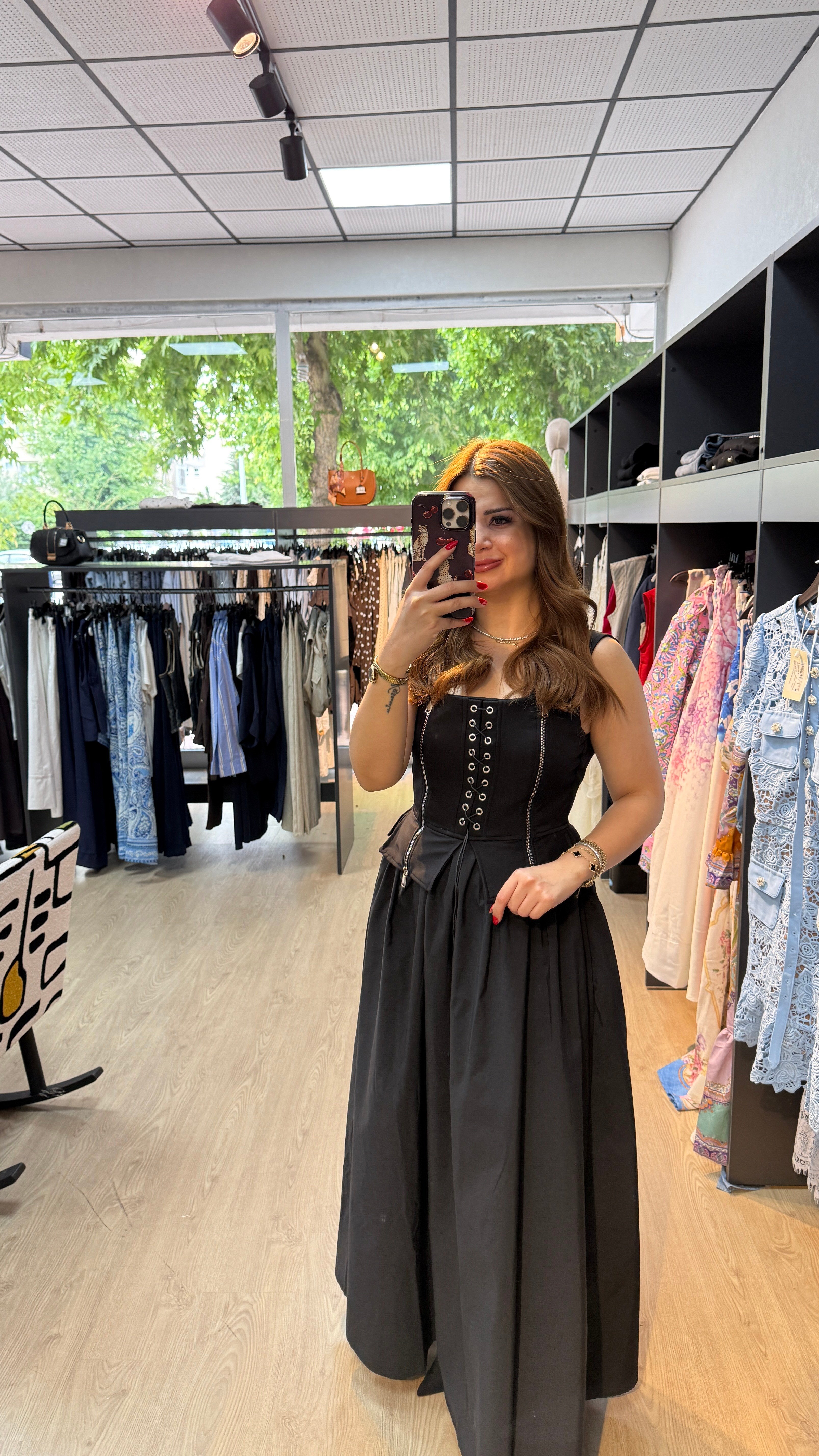 Fermuar Detaylı Korse Elbise