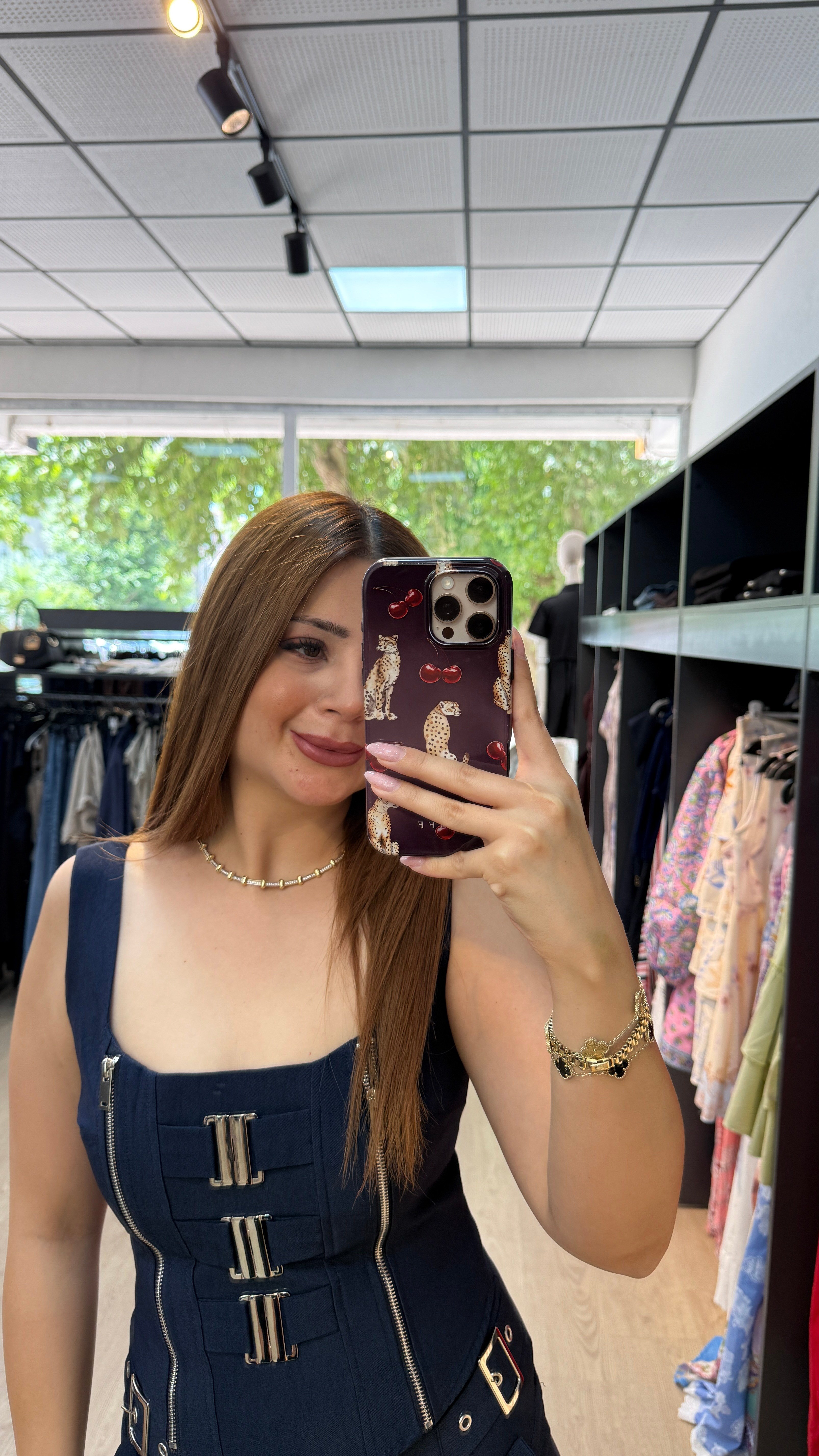 Fermuar Detaylıı Askılı Pantolon Takım