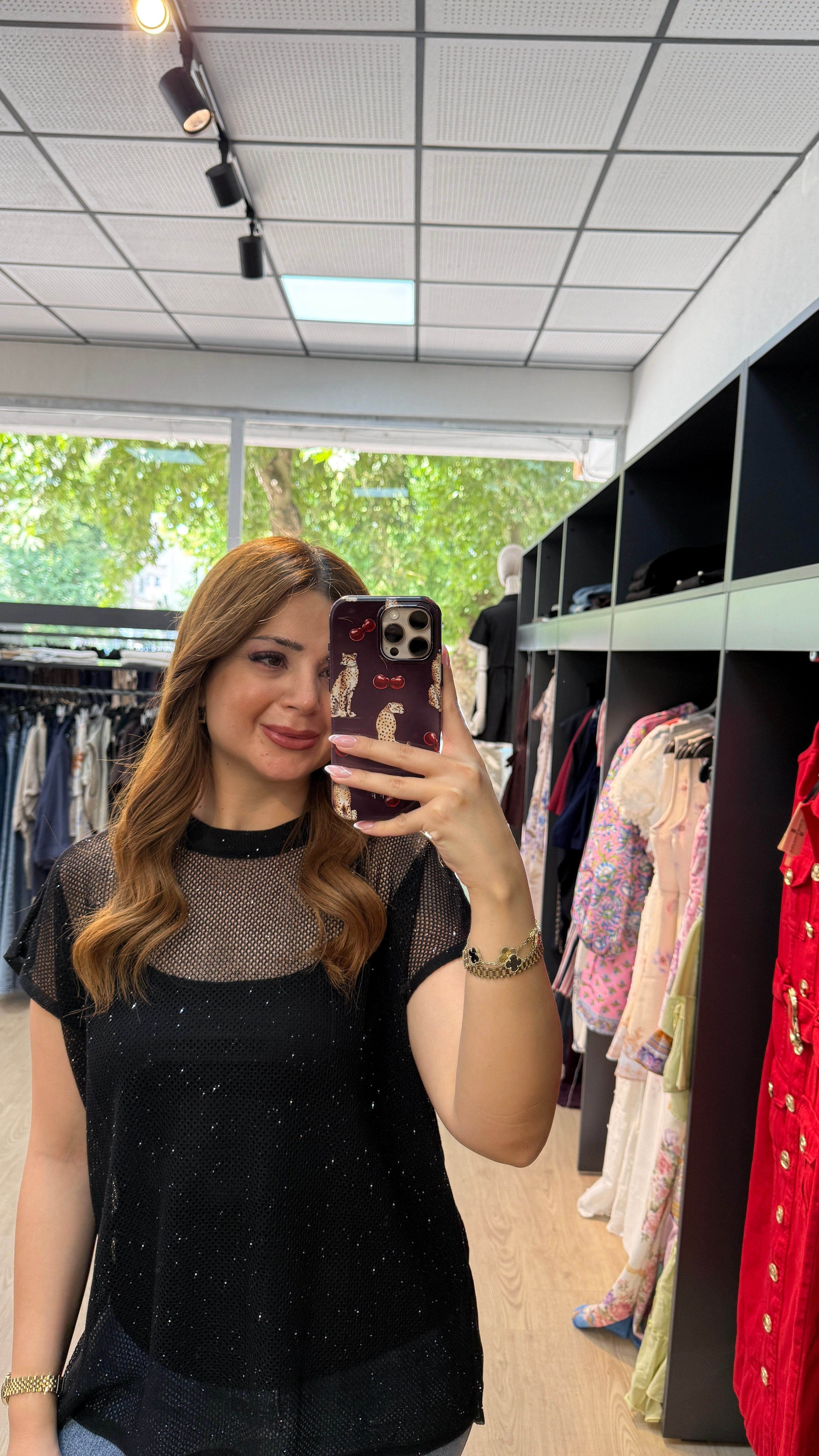 File Detay Taşlı Kendinden Atletli Bluz