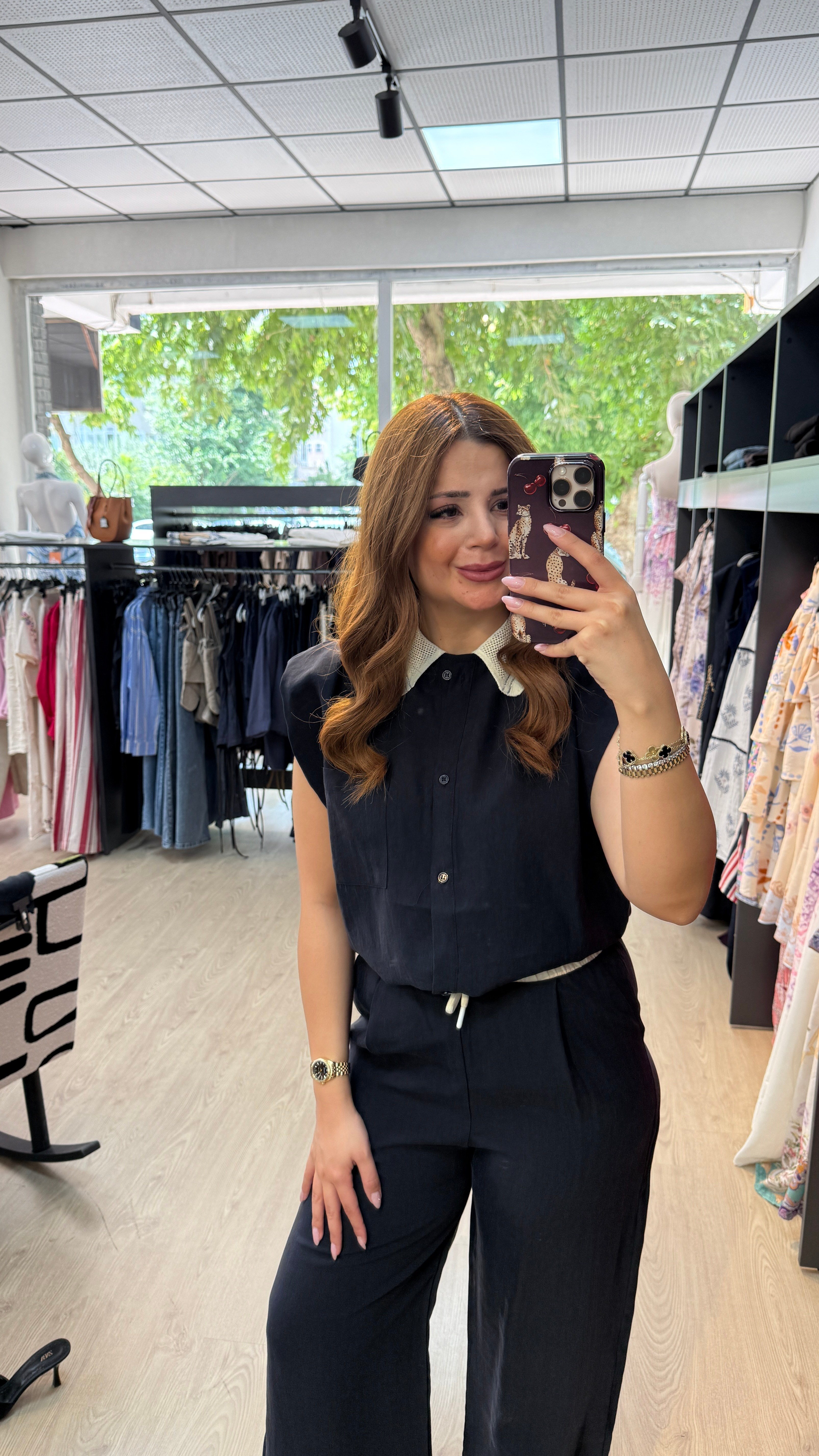 Garnili Tensel Kumaş Lacivert Takım