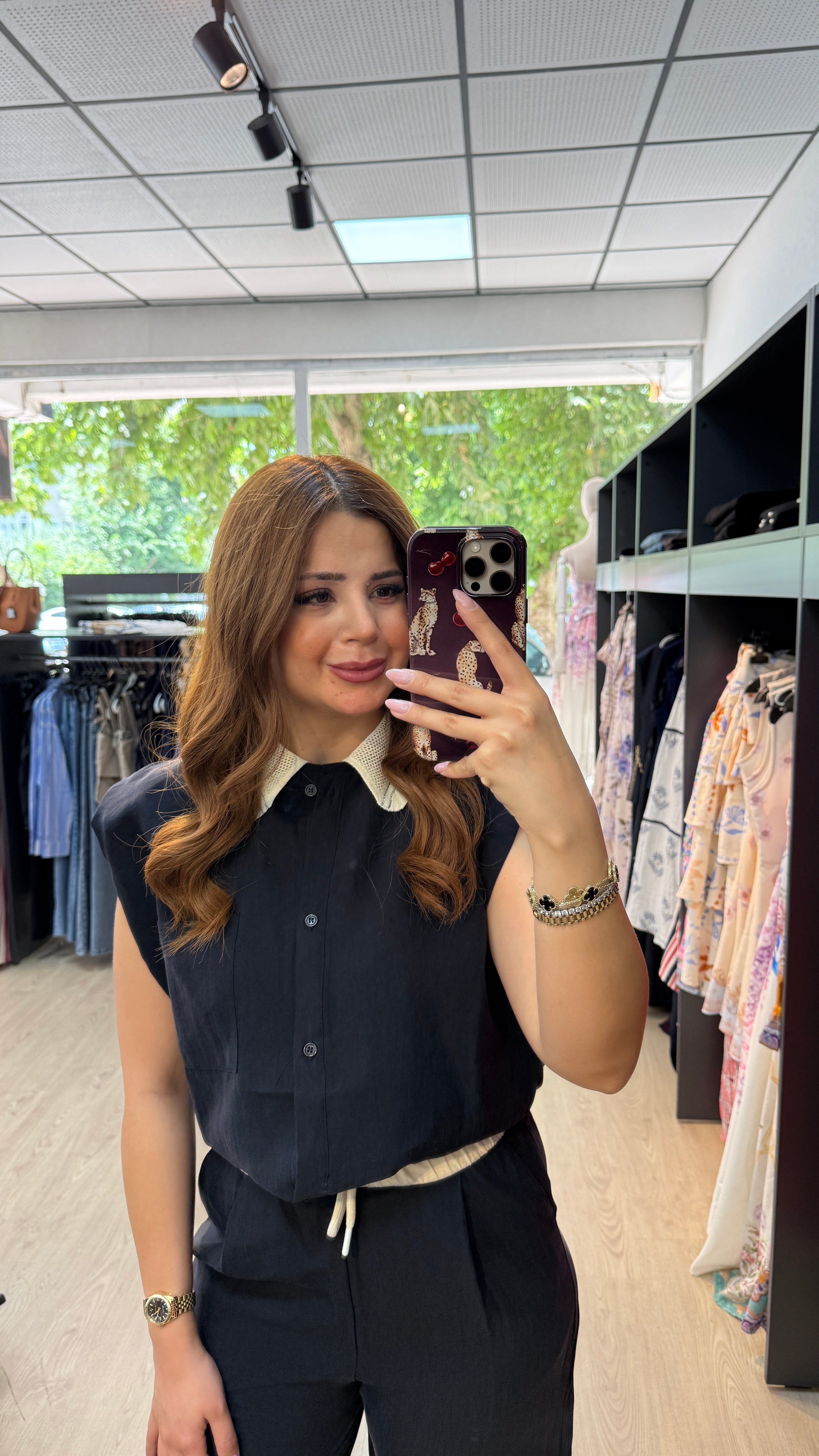 Garnili Tensel Kumaş Lacivert Takım