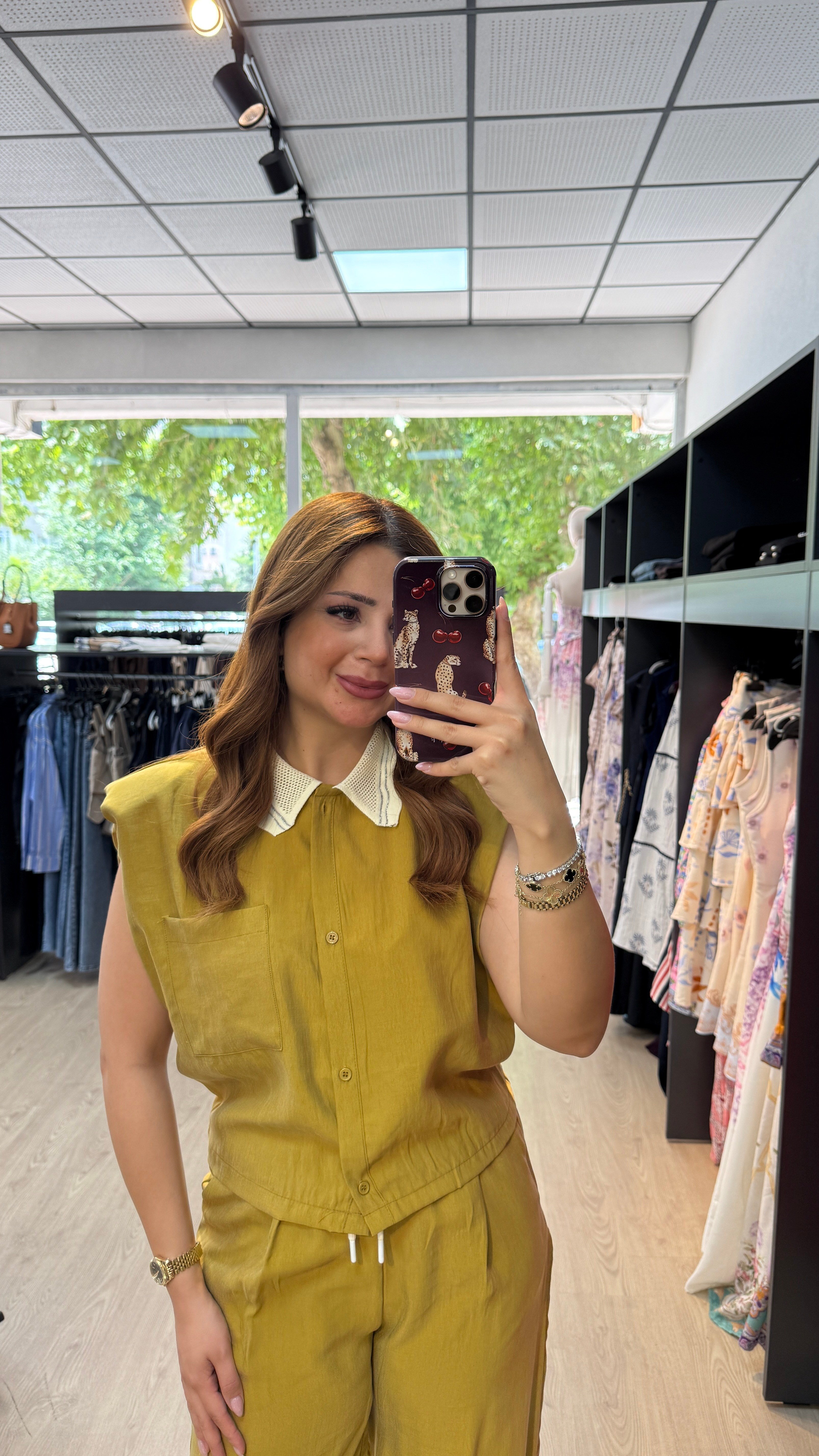 Garnili Tensel Kumaş Yeşil Takım