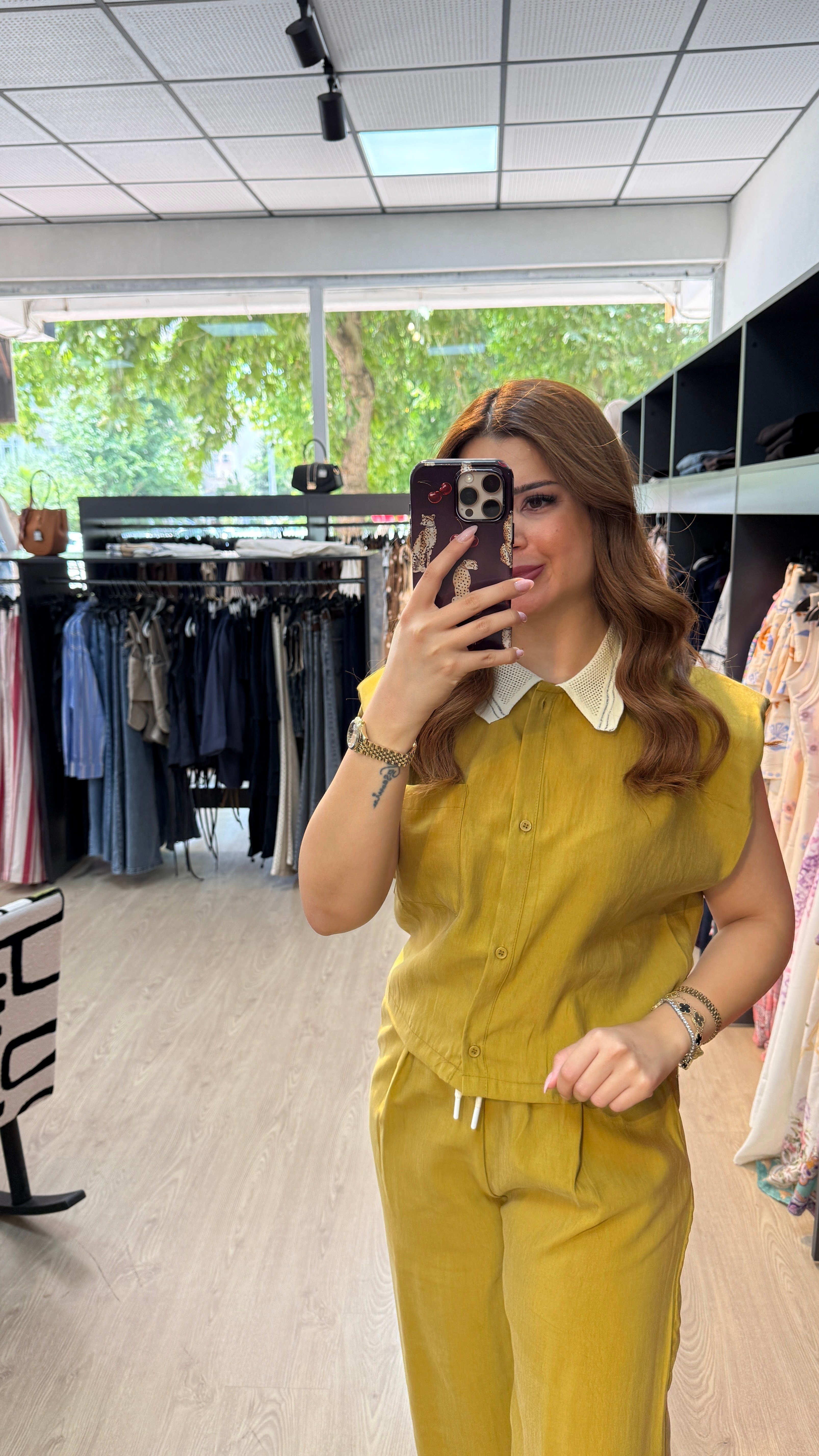 Garnili Tensel Kumaş Yeşil Takım