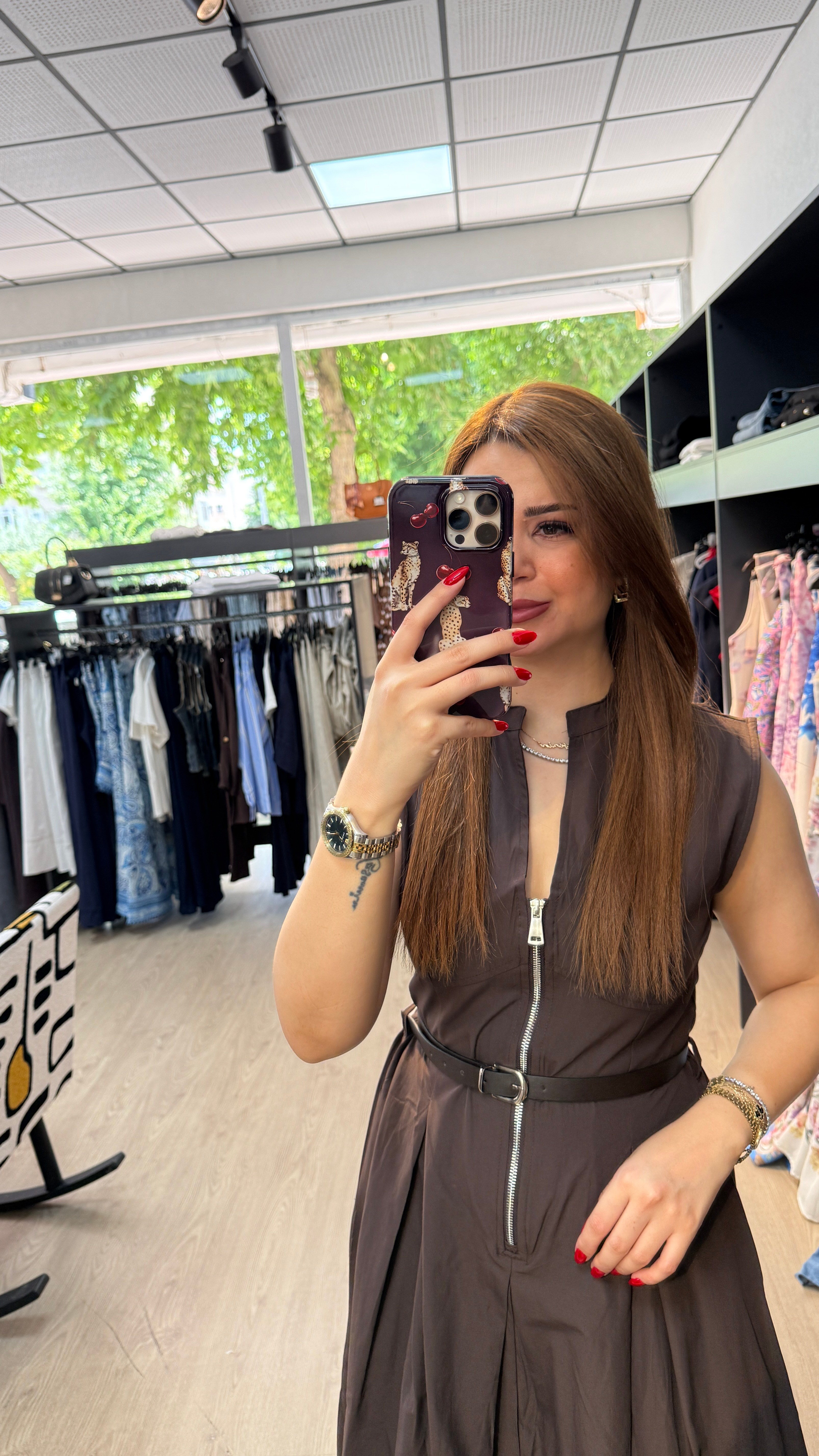 Kemerli Paraşüt Kumaş Elbise
