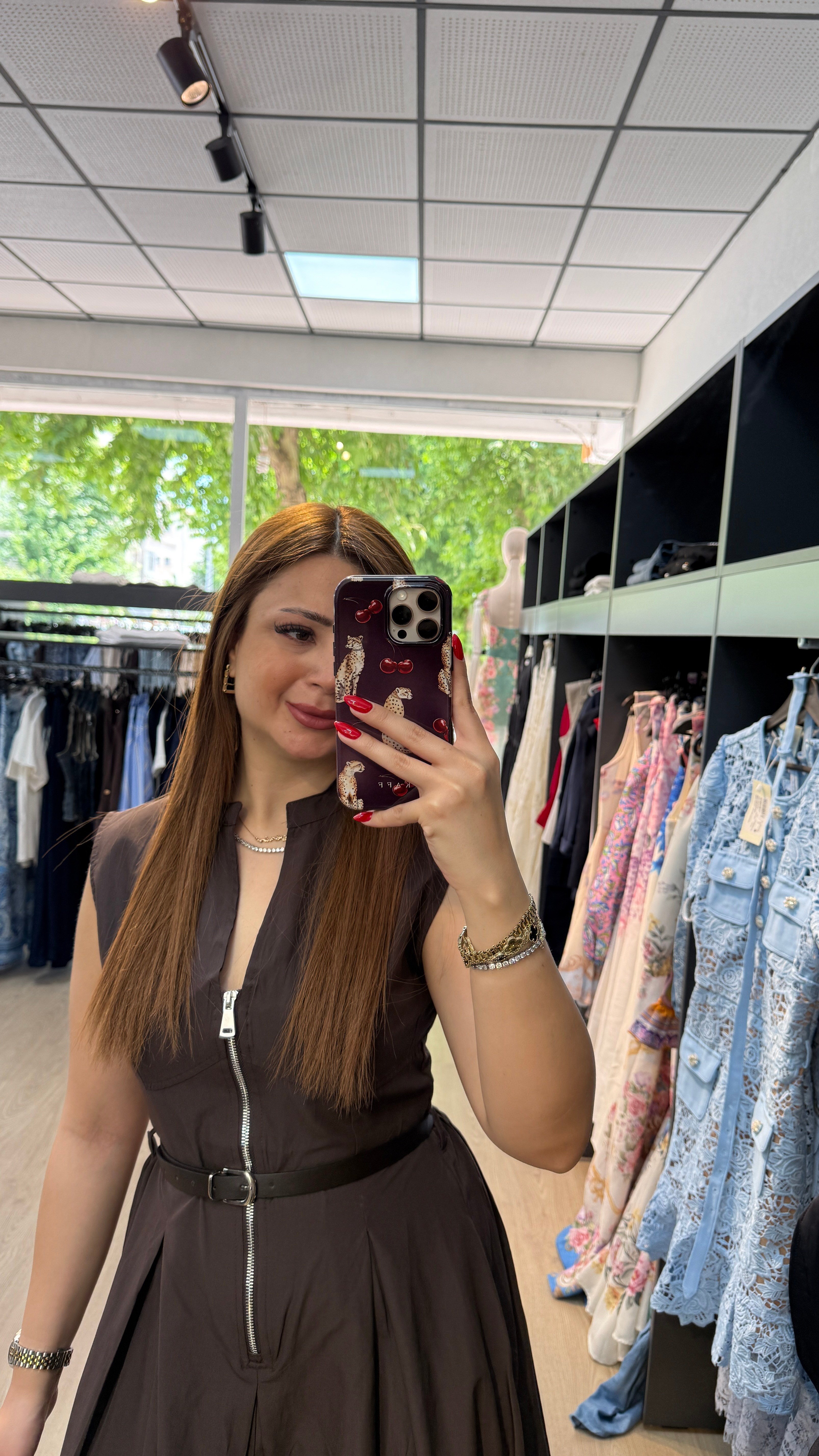 Kemerli Paraşüt Kumaş Elbise