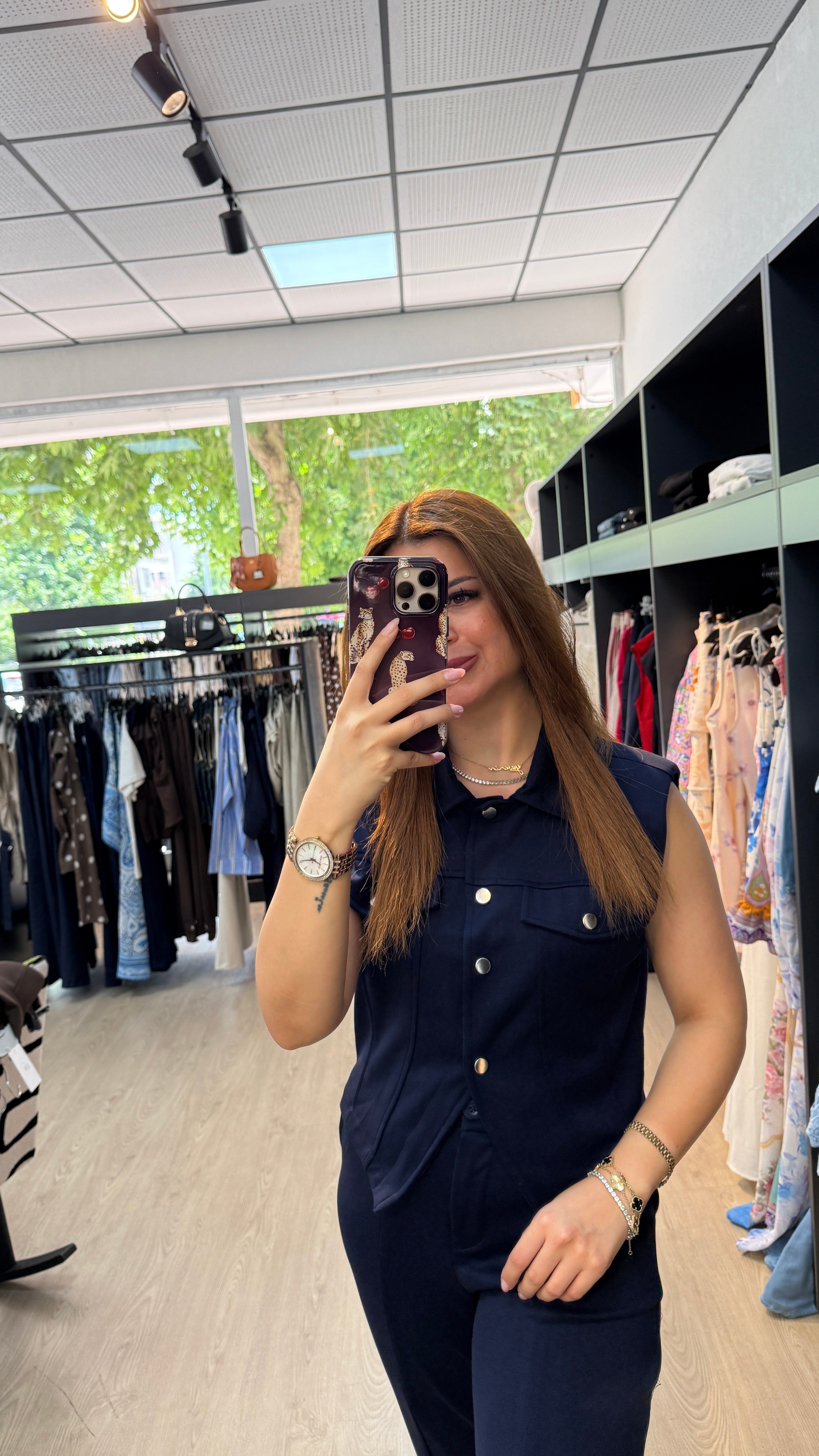 Modal Kumaş Yelekli Lacivert Takım