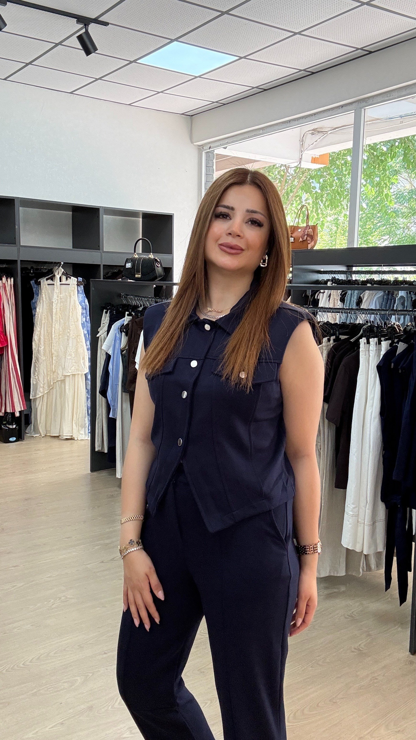 Modal Kumaş Yelekli Lacivert Takım